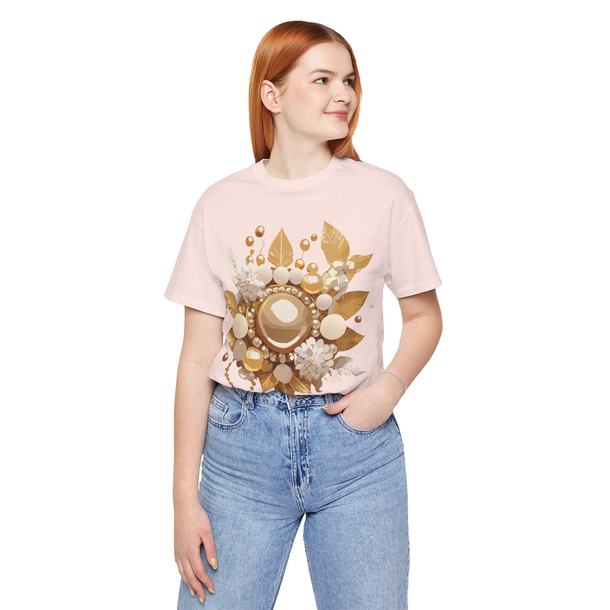 Jewelry Graphic Unisex Cotton Bella+Canvas Tee with Gemstones Art Design m32