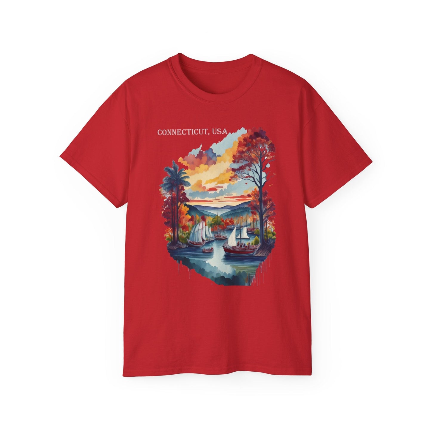 Connecticut Graphic Unisex Cotton T‑Shirt 1