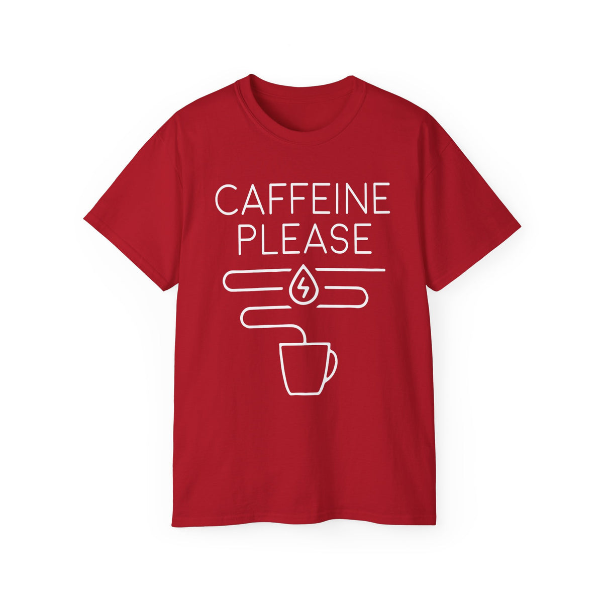 Caffeine Please tee | Coffee Graphic Tee, Minimal Coffee Mug Design
