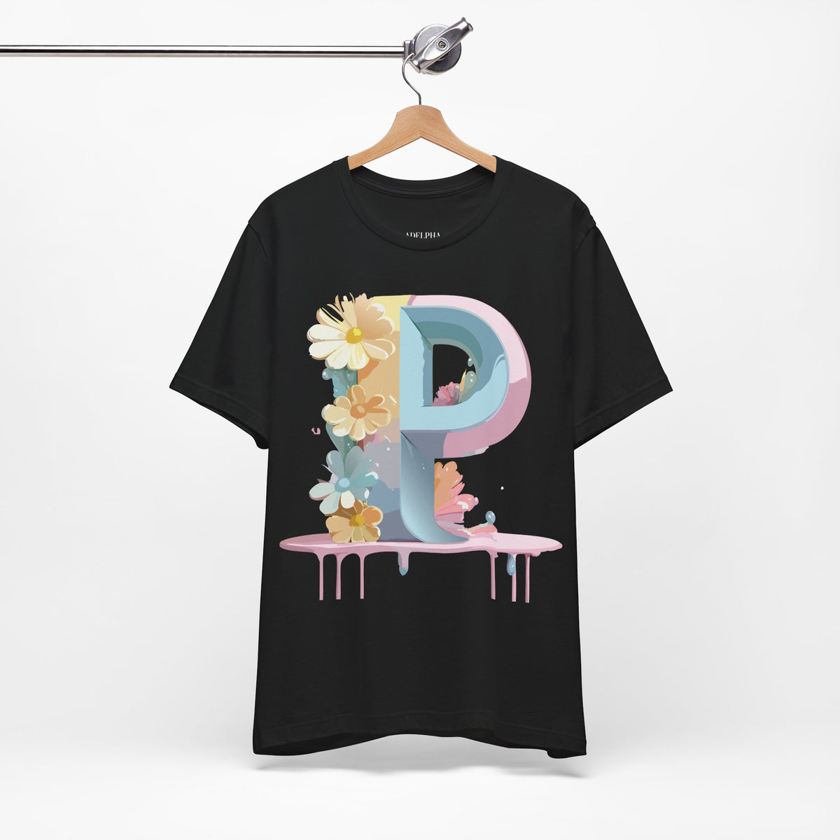 Letter P Graphic Unisex Cotton Bella+Canvas Tee with Art Letter Design