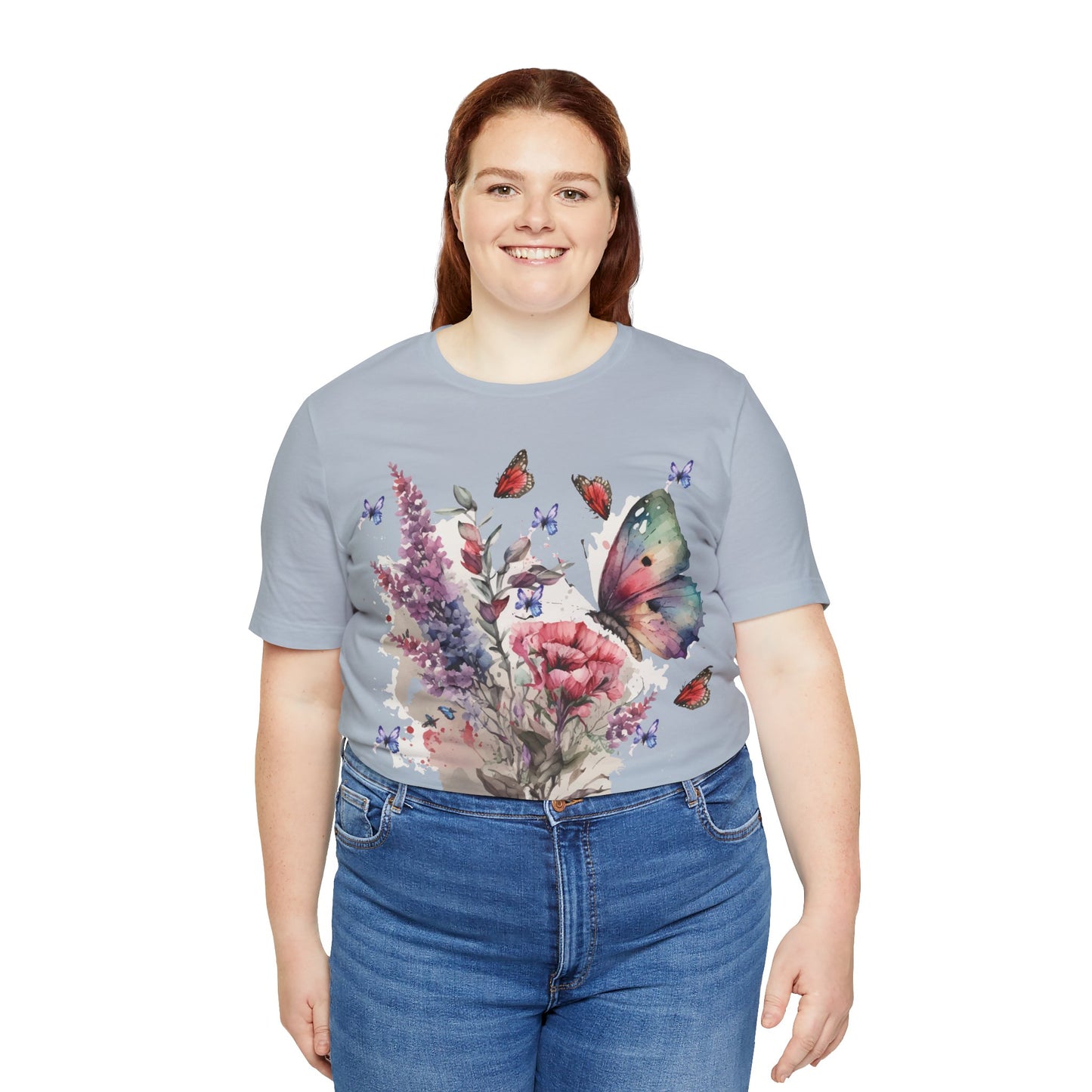 Cotton Tee Shirt with Butterfly Prints