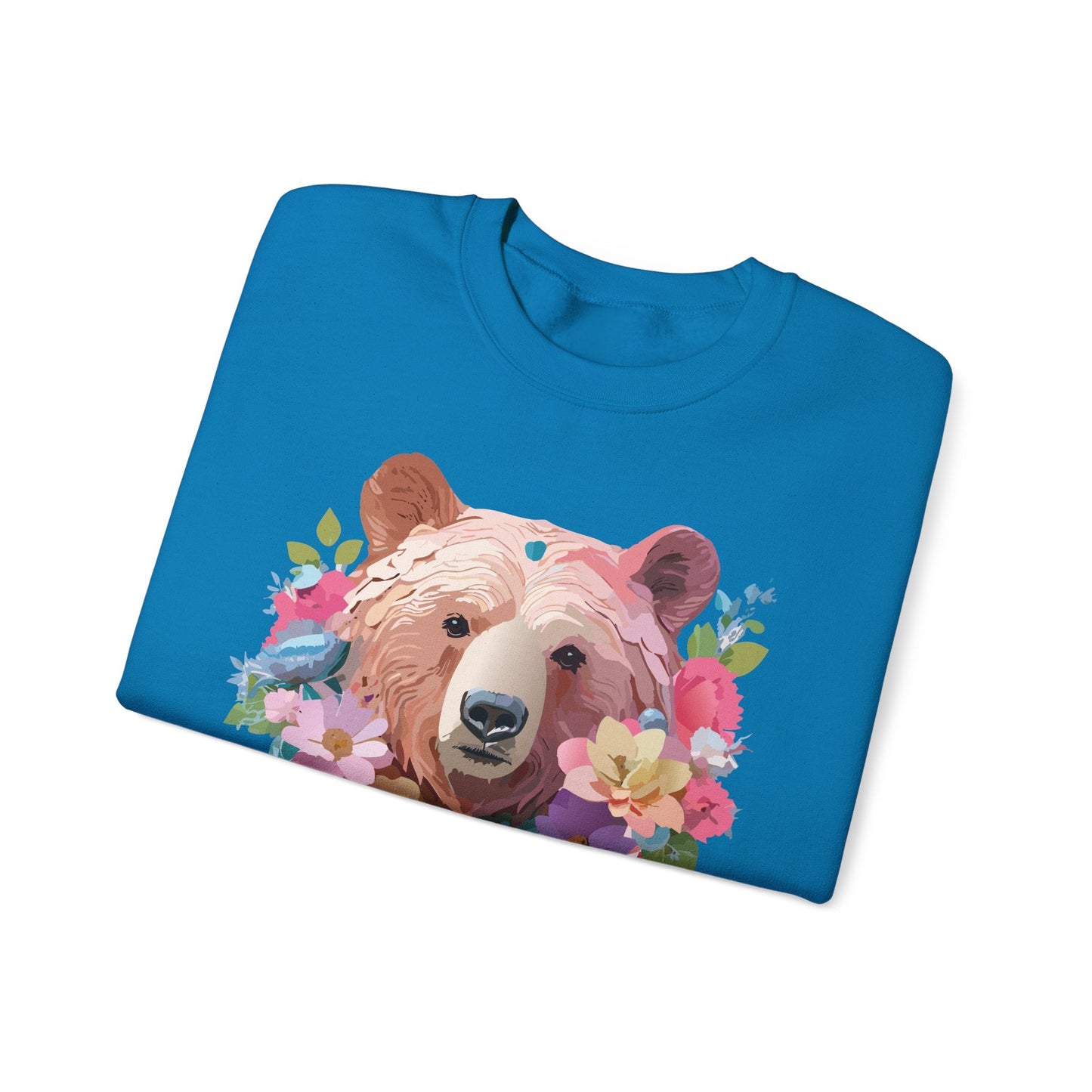 Unisex Floral Bear Sweatshirt Art Design Animals Print Gildan 18000