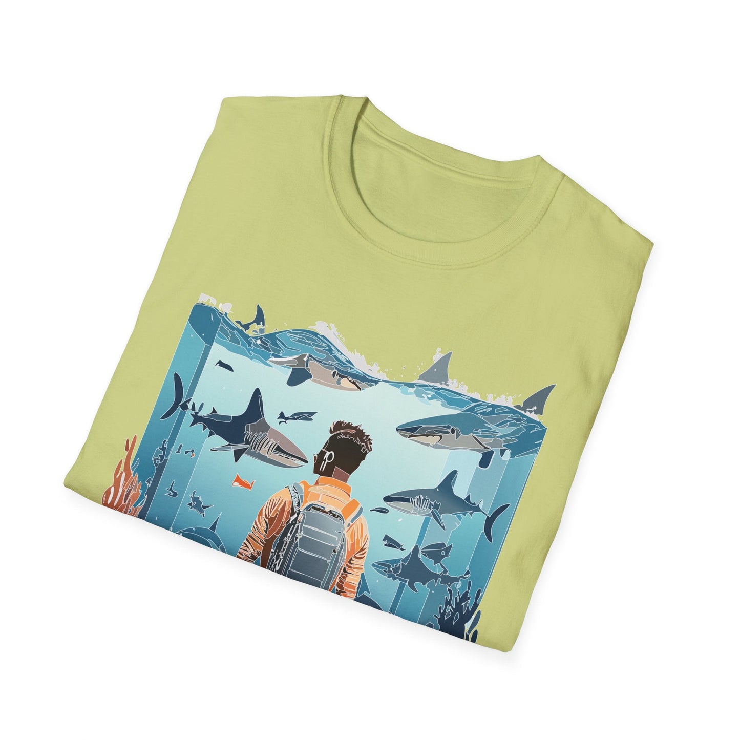 Ocean Themed Unisex Short Sleeve Tee Gildan Softstyle 64000 Ocean Inspired Art Design