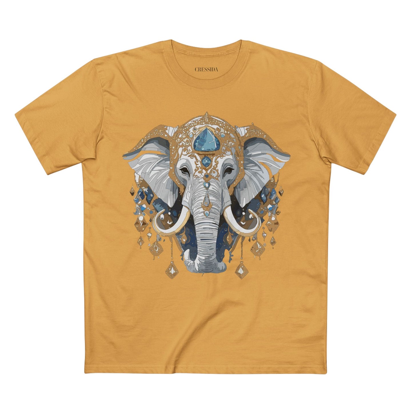 Elephant Graphic Unisex 100 Cotton Tee With Unique Animal Golden Medallion Art Design 40