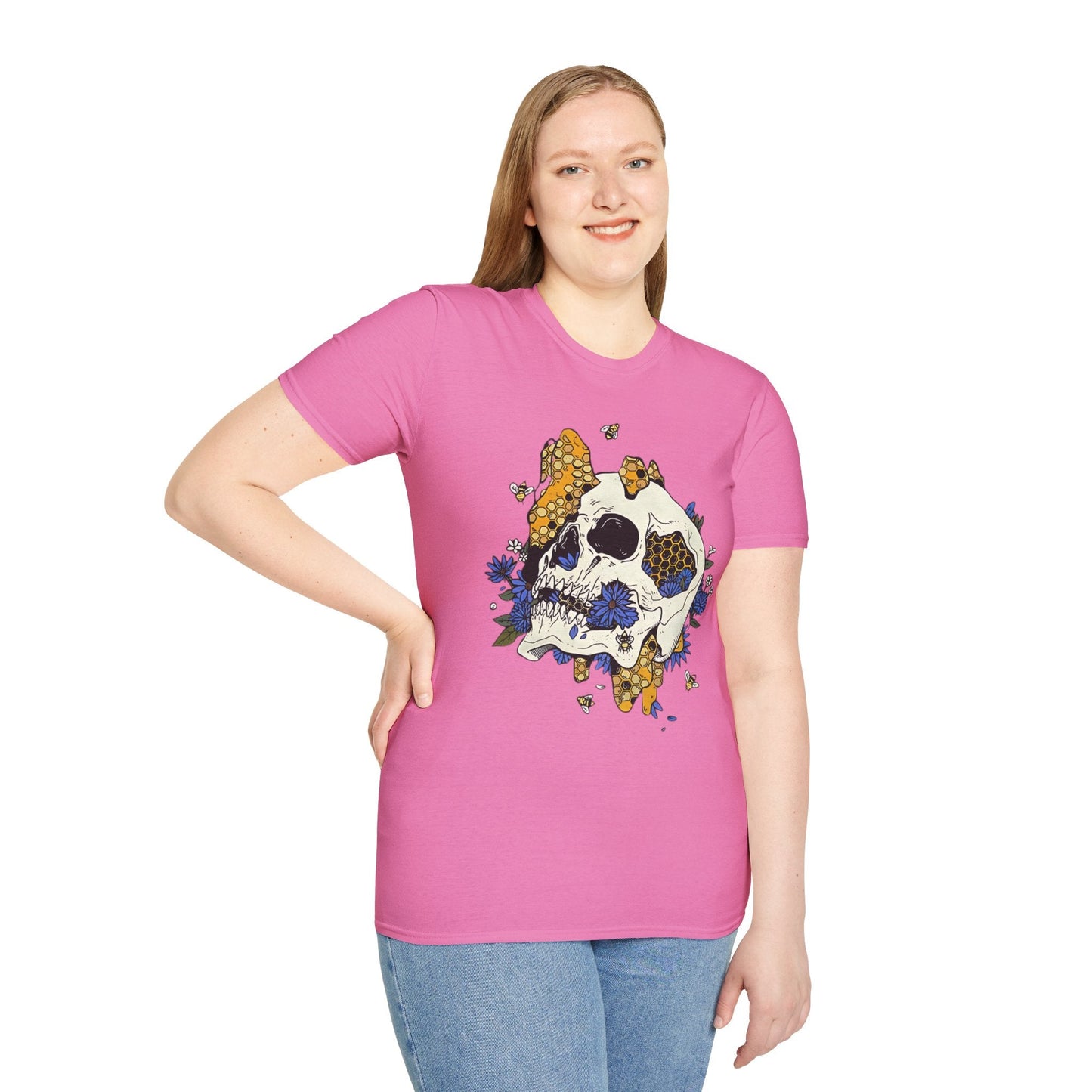 Skull Tee Shirt Unisex Skeleton Design Gildan Softstyle 64000 100 Percent Ring Spun Cotton Tee