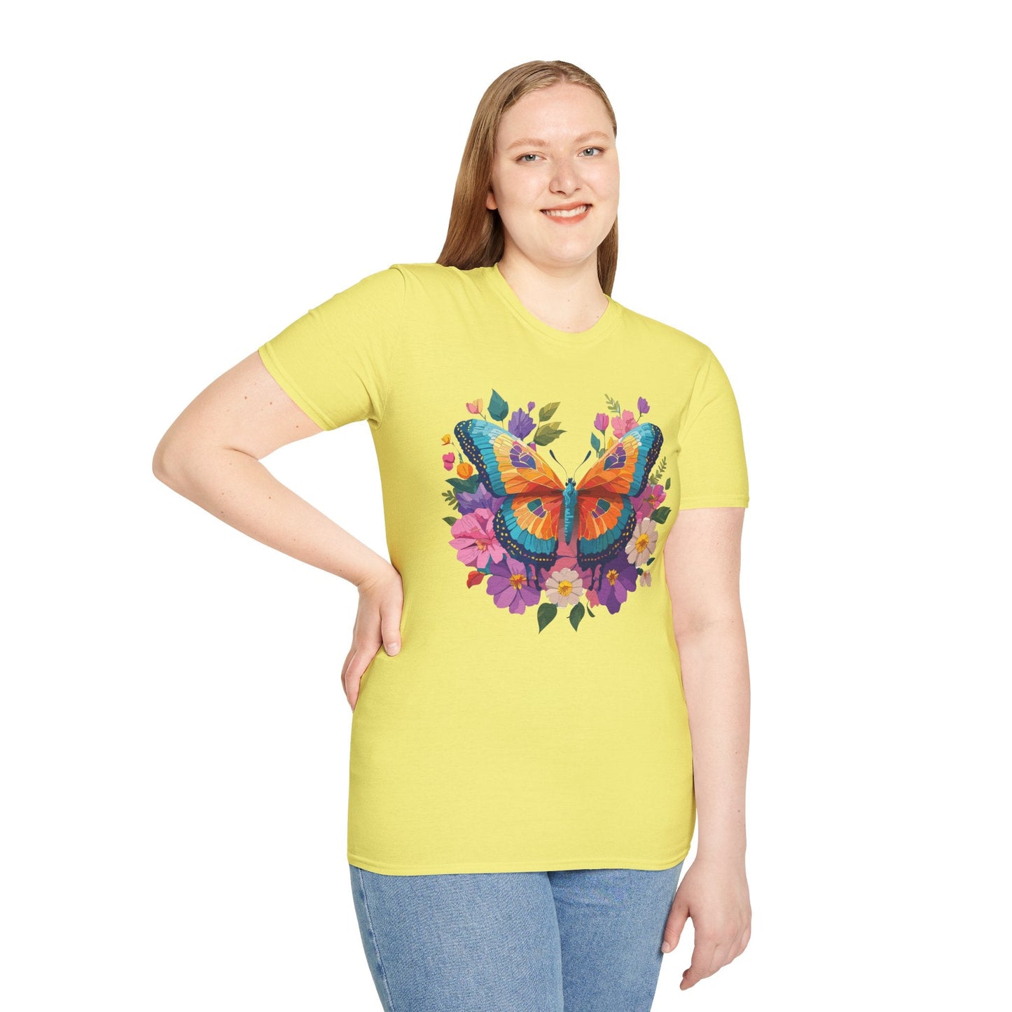 Butterfly Themed Unisex Softstyle T Shirt 100 Cotton Monarch Design Tee Gildan 64000
