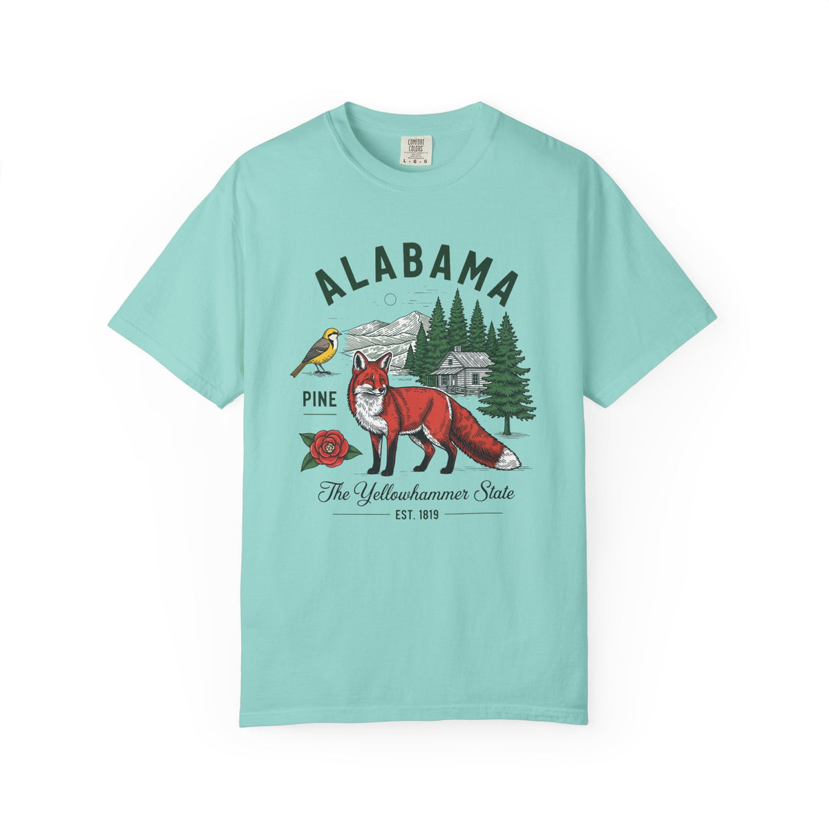 Alabama Graphic Unisex Heavyweight Garment-Dyed 100 US Cotton Tee Relaxed Fit - 3