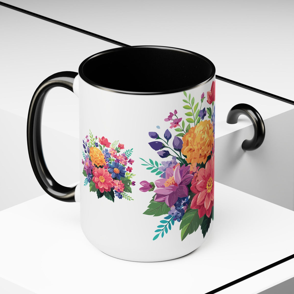 Tazas de café de dos tonos con flores