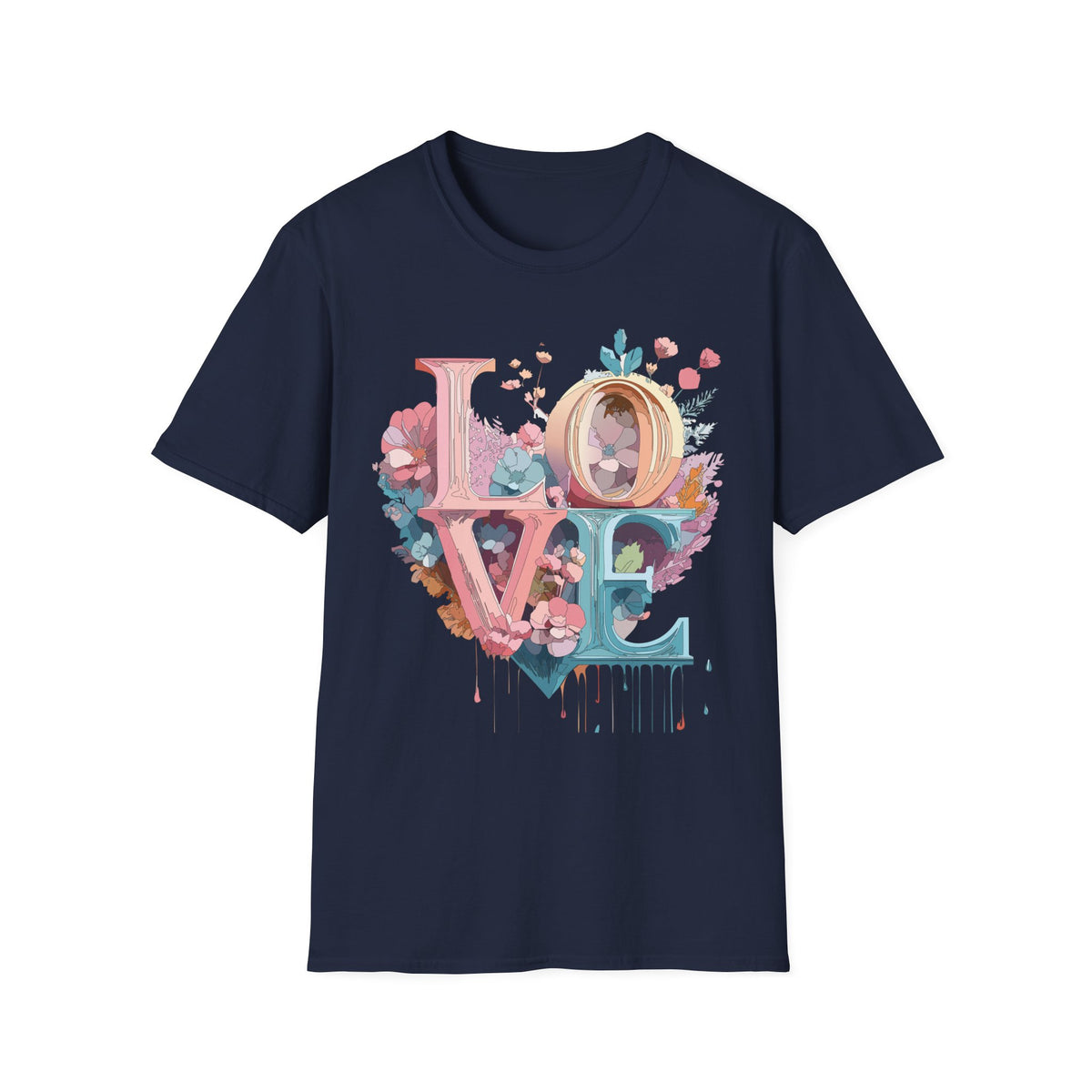 Floral LOVE typography T-Shirt | Pastel botanical letters tee