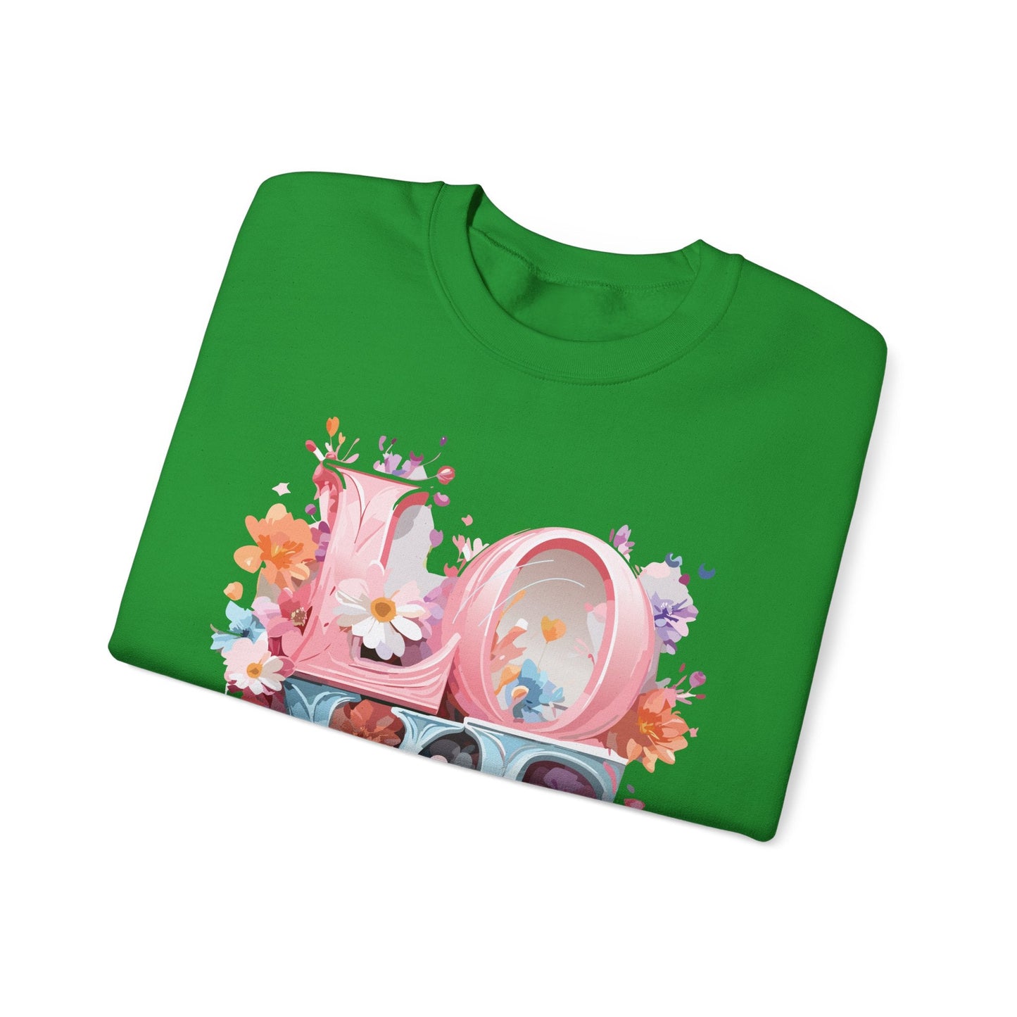 Floral Love Sweatshirt Unisex Love Flower Valentines Day Crewneck Gildan 18000 50 50 Cotton Polyester