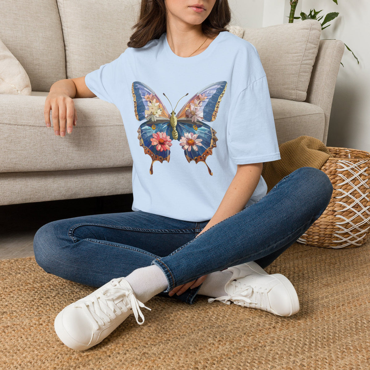 Floral Watercolor Butterfly Graphic Tee Unisex 100 Cotton Gildan T-Shirt