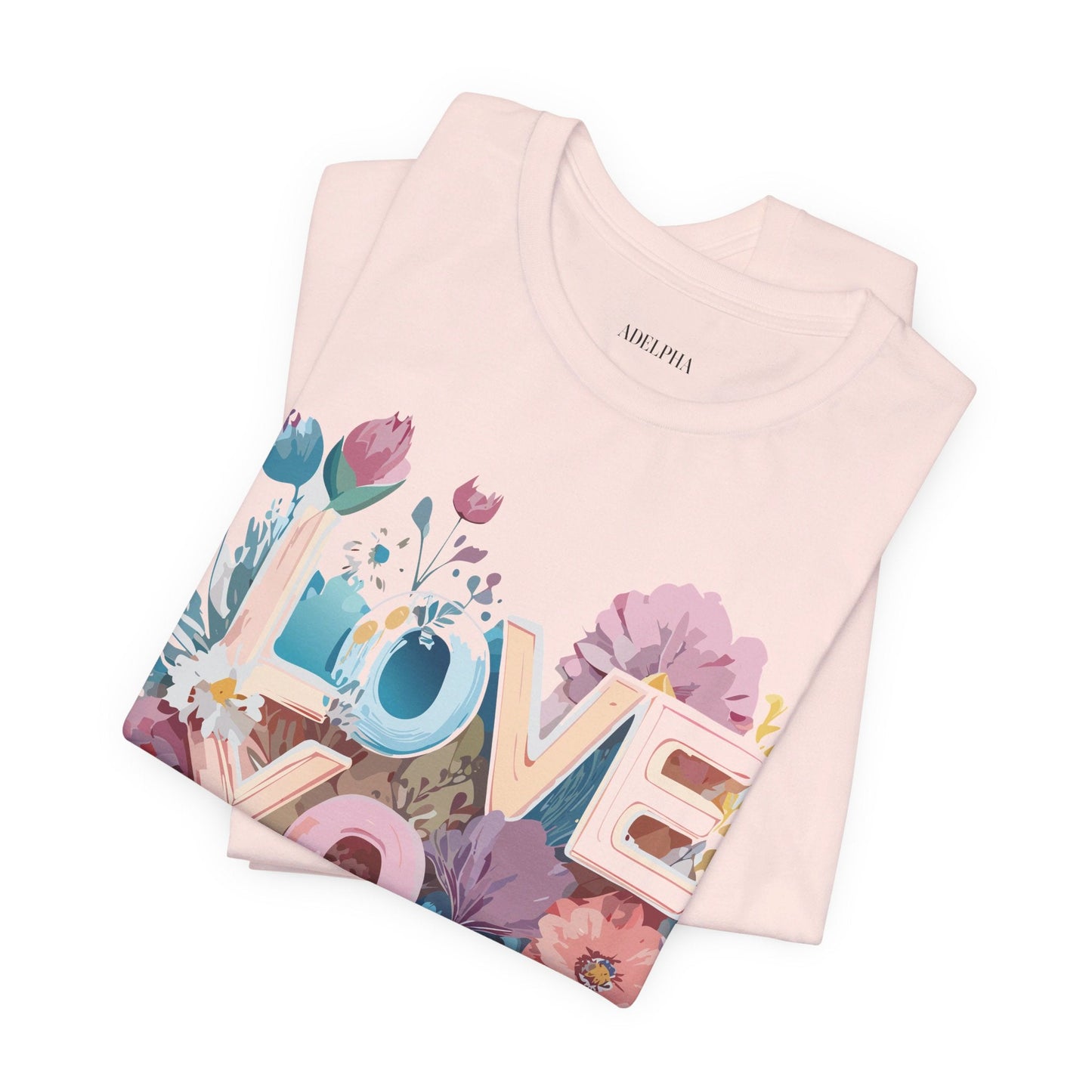 Valentine Day Graphic Unisex 100 Cotton Vintage Artwork with Love and Flower Design Tee 37