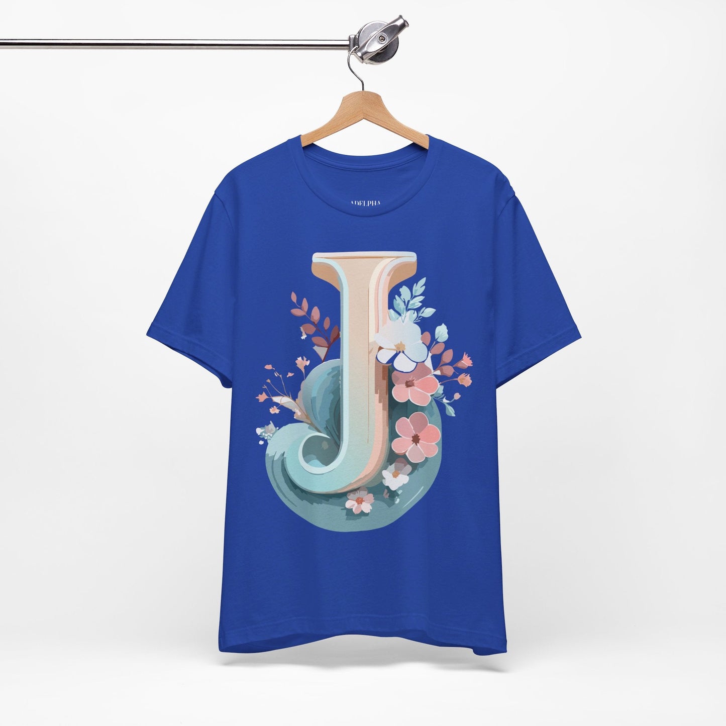 Letter J Shirt Graphic Unisex Tee With Original Vintage Inspired Artwork By Adelpha
