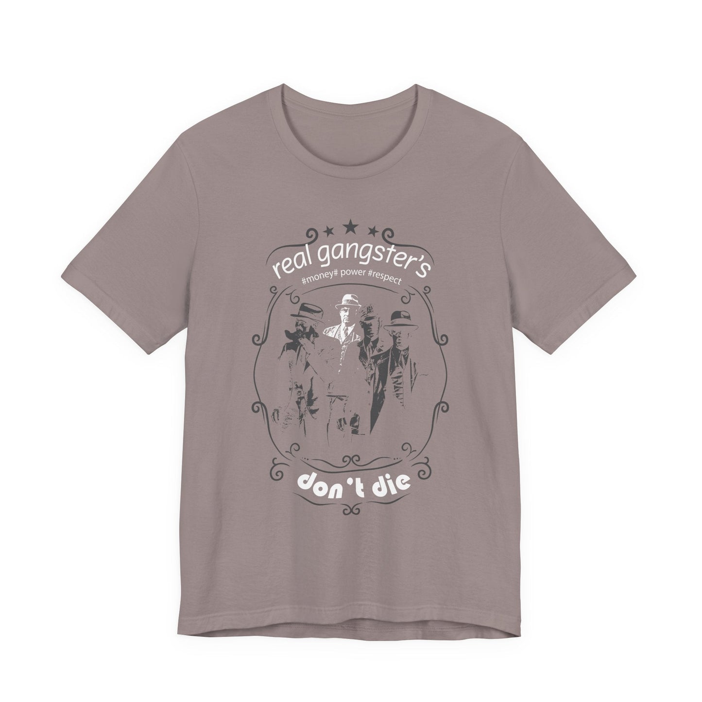 Real Gangsters Don't Die T-Shirt Vintage Outlaw Illustration Retro Biker Tee A-3