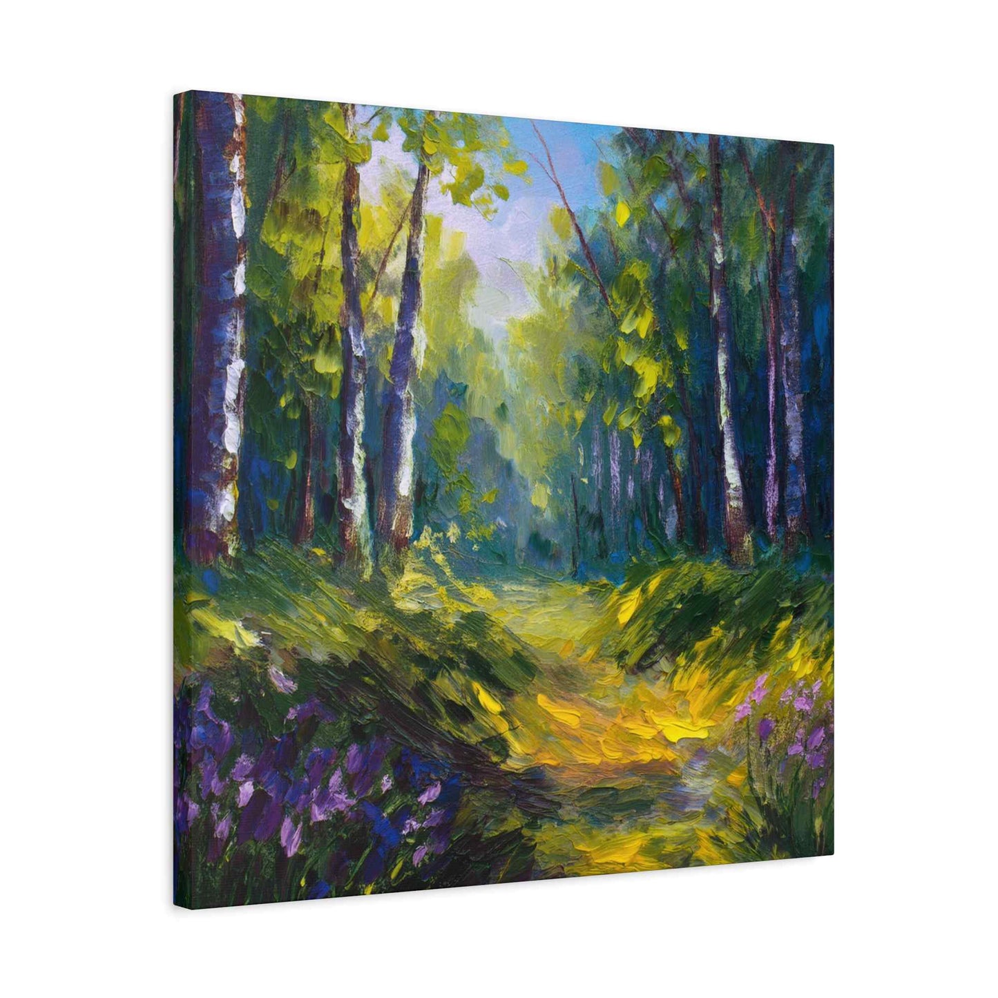 Summer Forest Print Canvas, Oil Paint Print 20x20, 24x24, 30x30, 32x32, 36x36 Art Design Print Pine-Wood Inner Frame MC-89