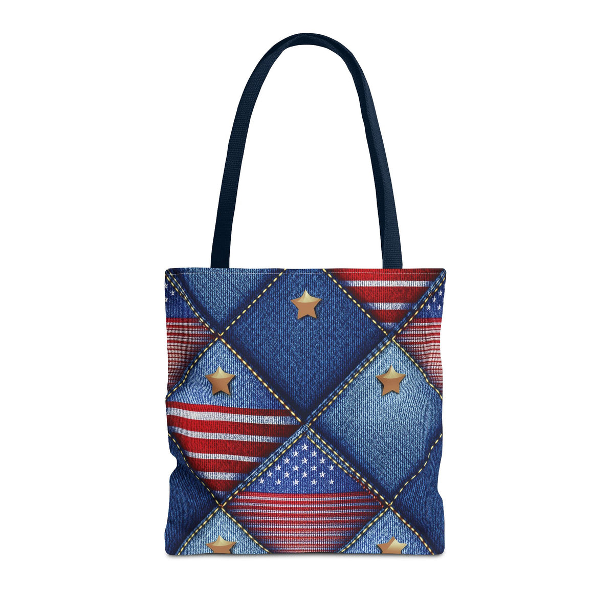 4th of July Graphic Denim Fabric Imitation Print Unisex Canvas Bag Poly Spun 3 Sizes Tote Bag 200-20