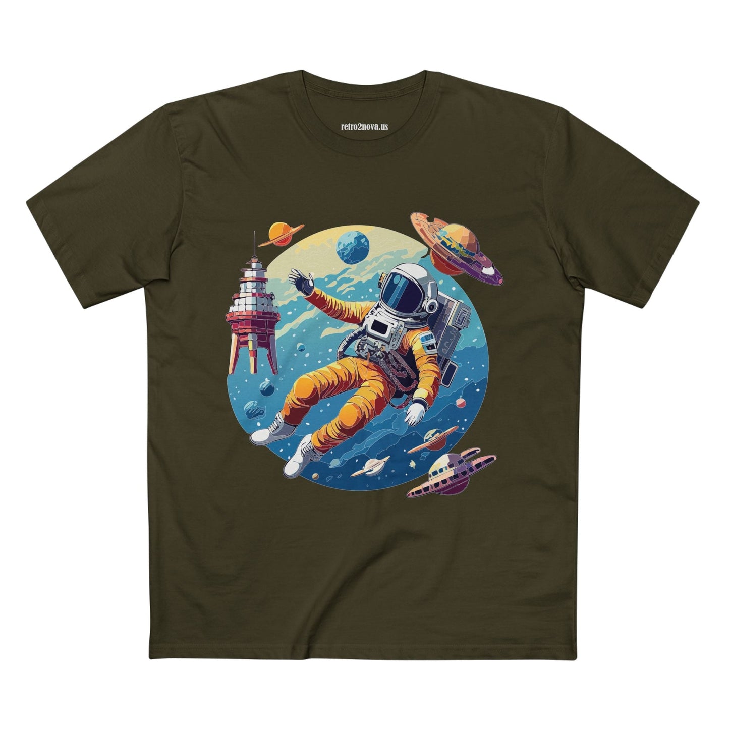Cosmos Shirt Astronaut Art Unisex Premium Cotton Tee Retro2Nova Original Design Artwork