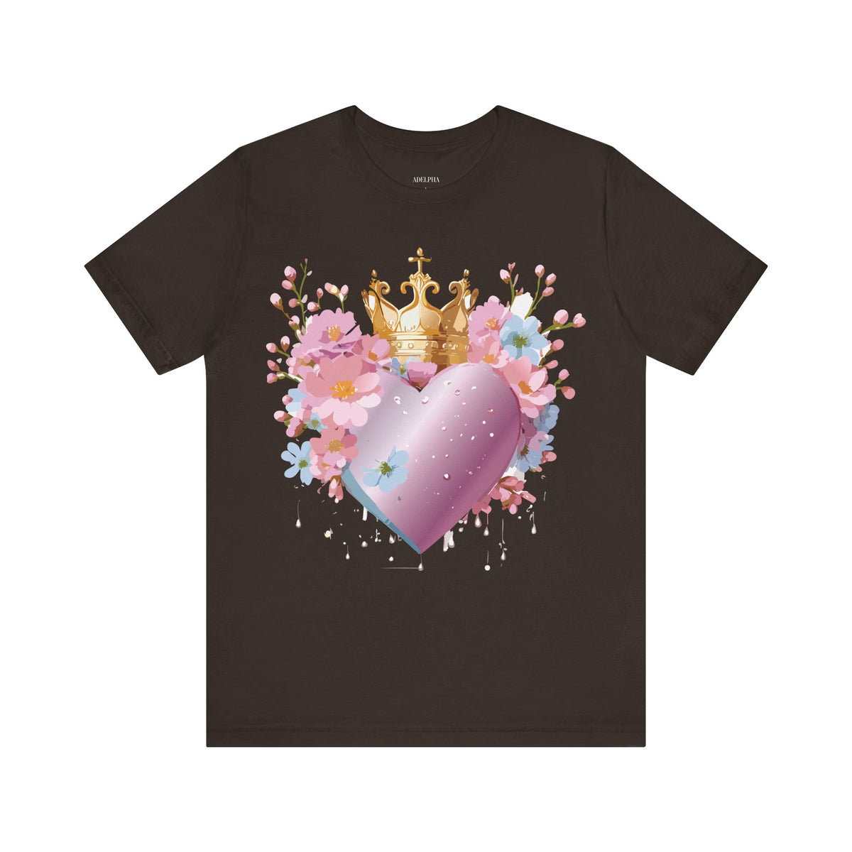 Valentine's Day Graphic Unisex Cotton Bella+Canvas Tee with Floral Art Design d115