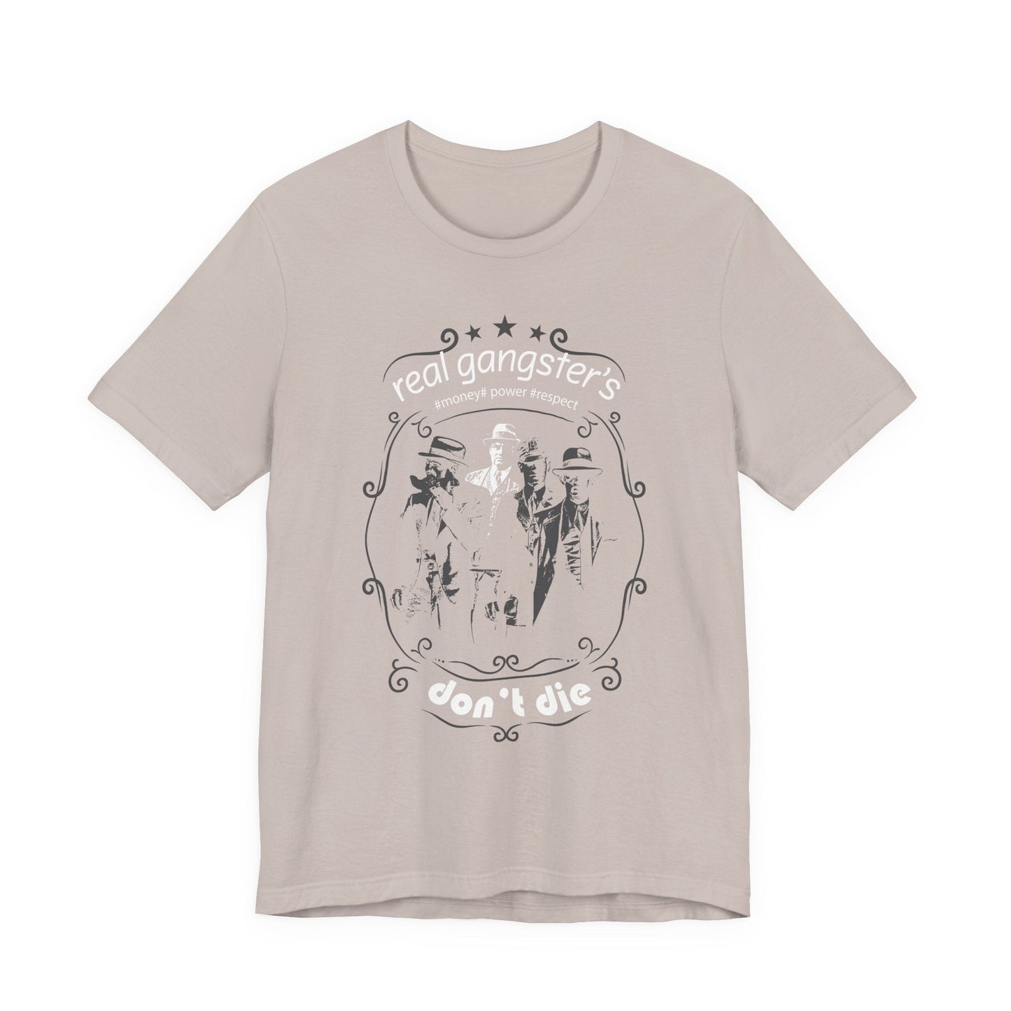 Real Gangsters Don't Die T-Shirt Vintage Outlaw Illustration Retro Biker Tee A-3