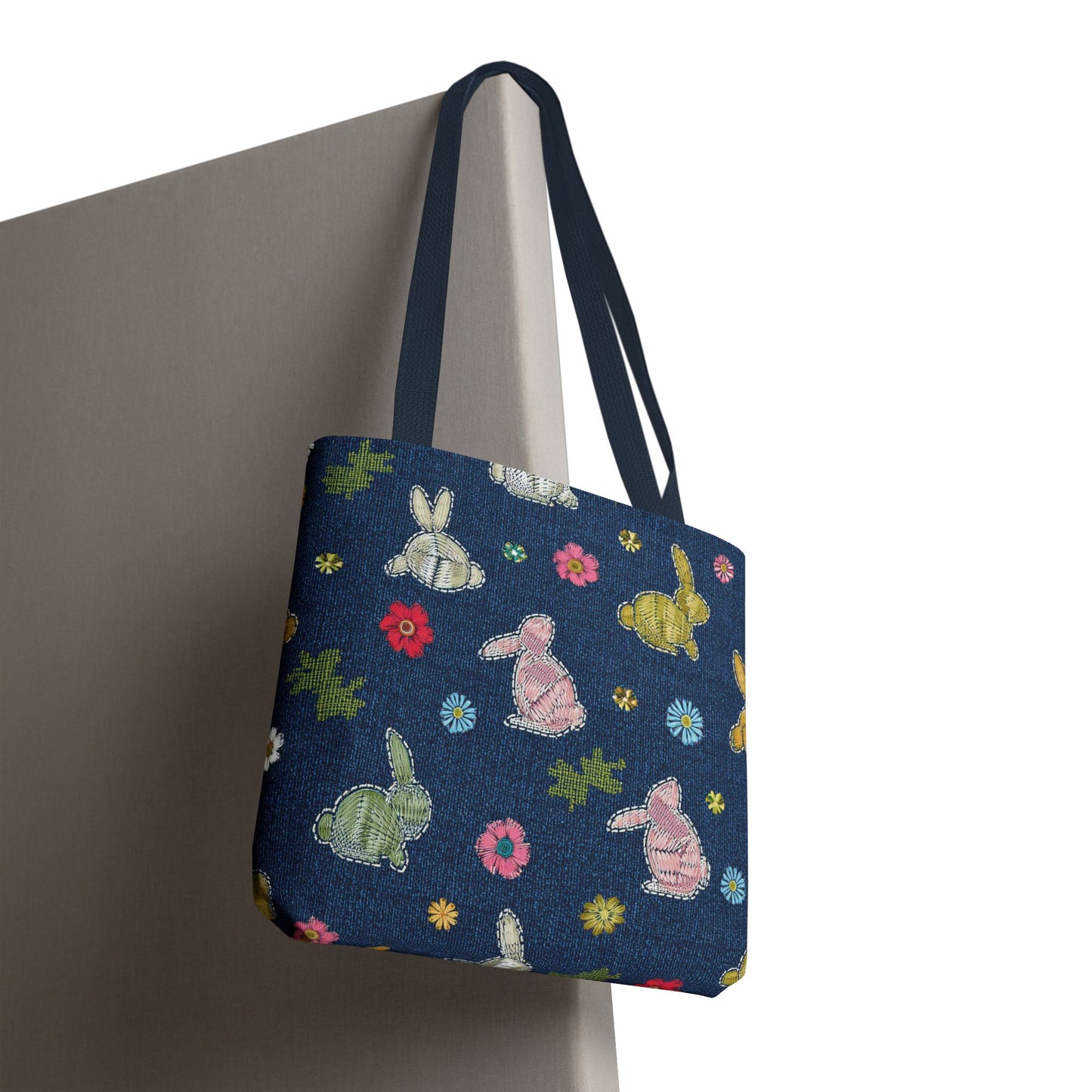 Easter Graphic Design Denim Fabric Imitation Print Unisex Canvas Bag Poly Spun 3 Sizes Tote Bag 204-7