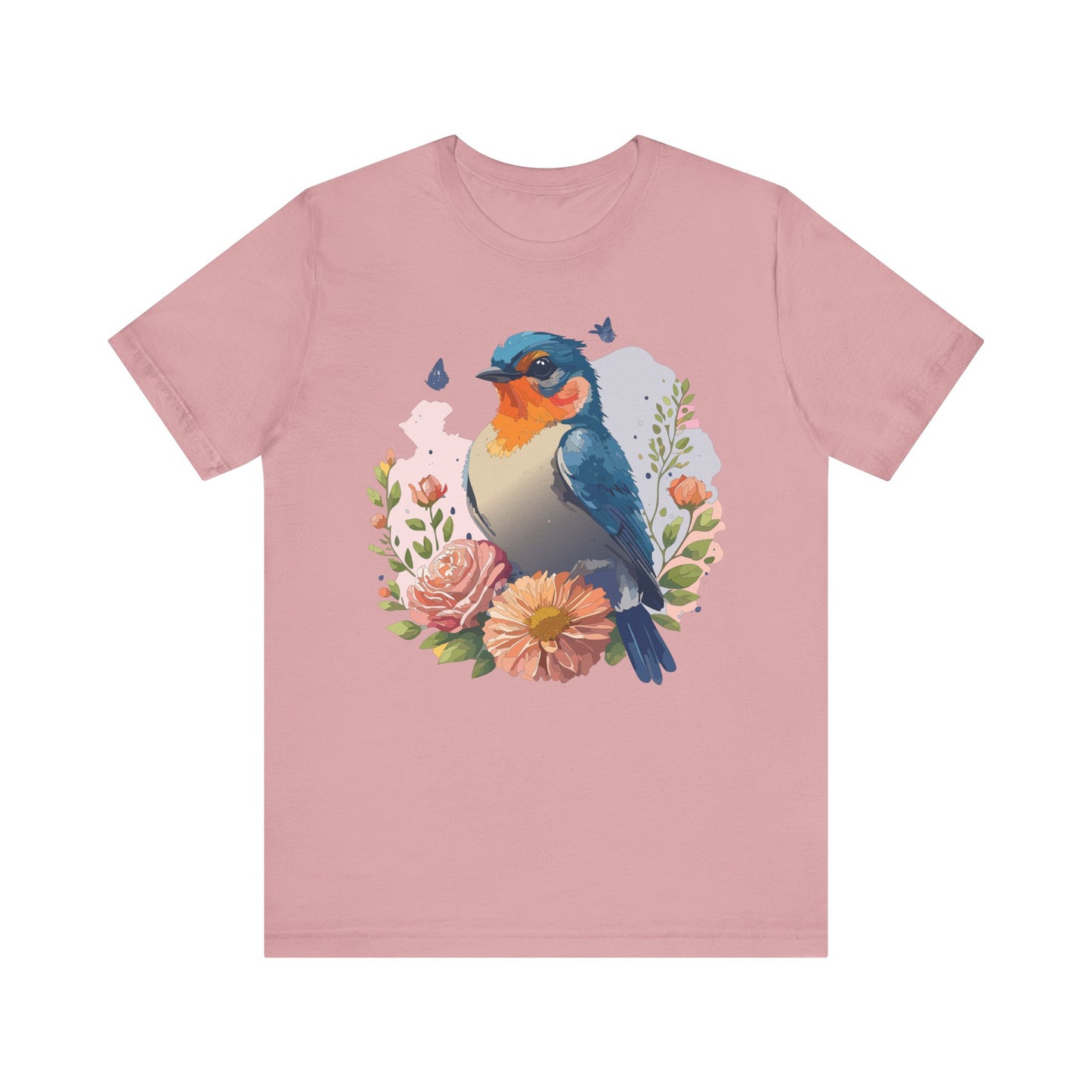 Floral Bird Tee, Animal Shirt, Bird Shirt, Floral Tee, Flower T-shirt, T-Shirt with Animal