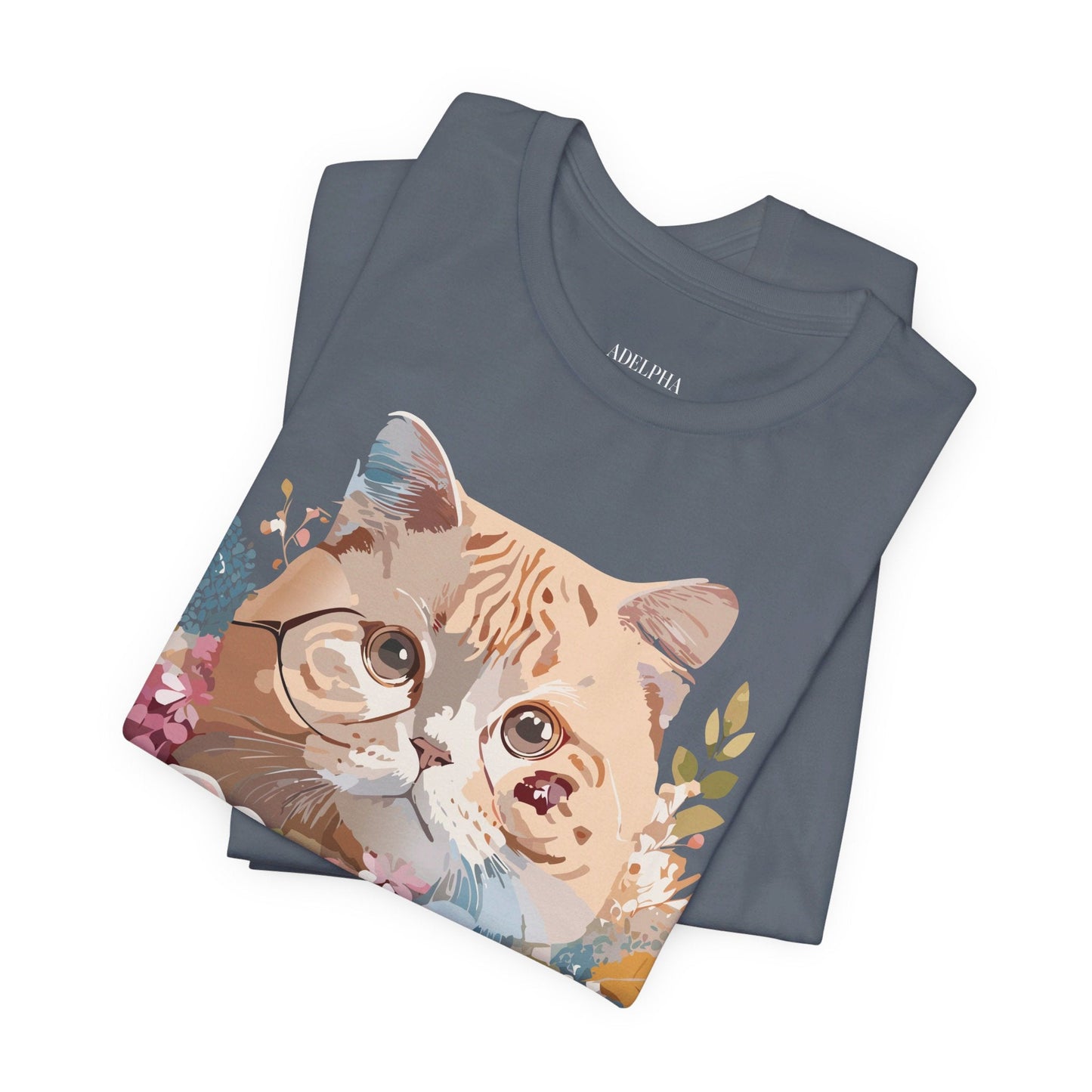 Cat Graphic Tee Unisex Short Sleeve Vintage Inspired Art Design Adelpha