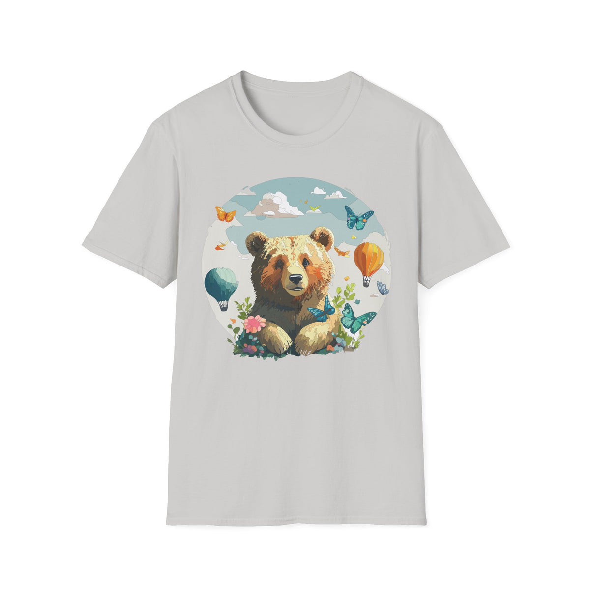Cute Teddy Bear Balloon Garden Graphic Tee Unisex 100 Cotton Gildan T-Shirt