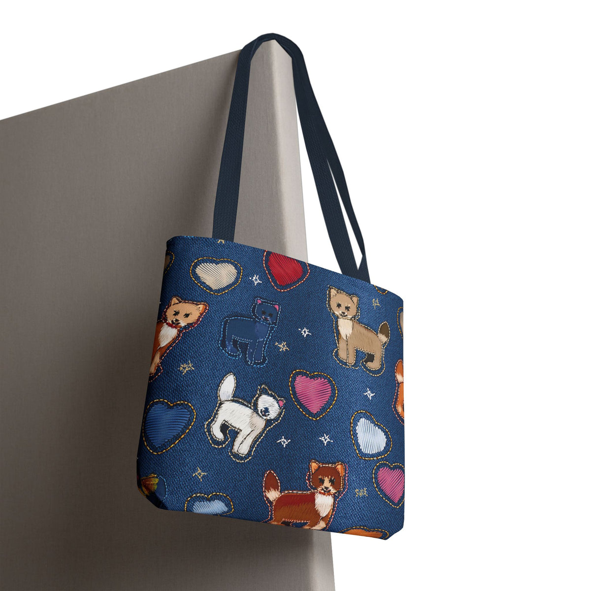 Love Day Graphic Design Denim Fabric Imitation Print Unisex Canvas Bag POLY 3 Sizes Tote Bag 201-6