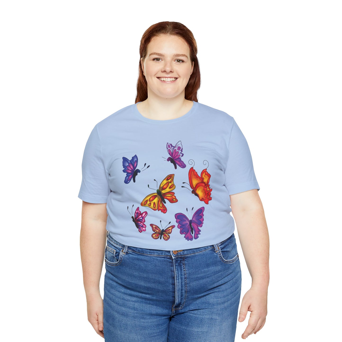 Cotton Tee Shirt with Butterfly Prints