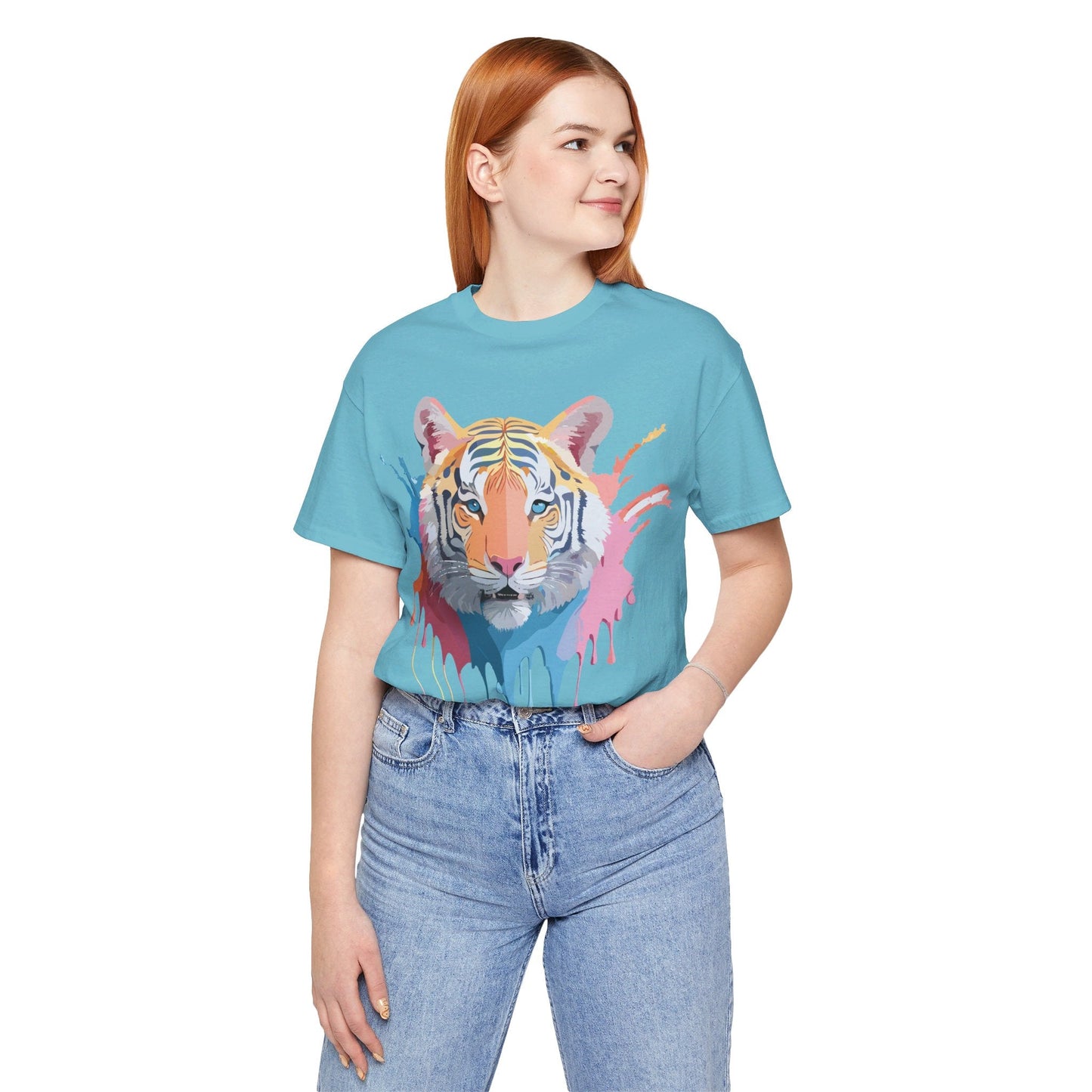 Tiger Graphic Tee Unisex Short Sleeve Shirt With Vintage Inspired Adelpha Artwork