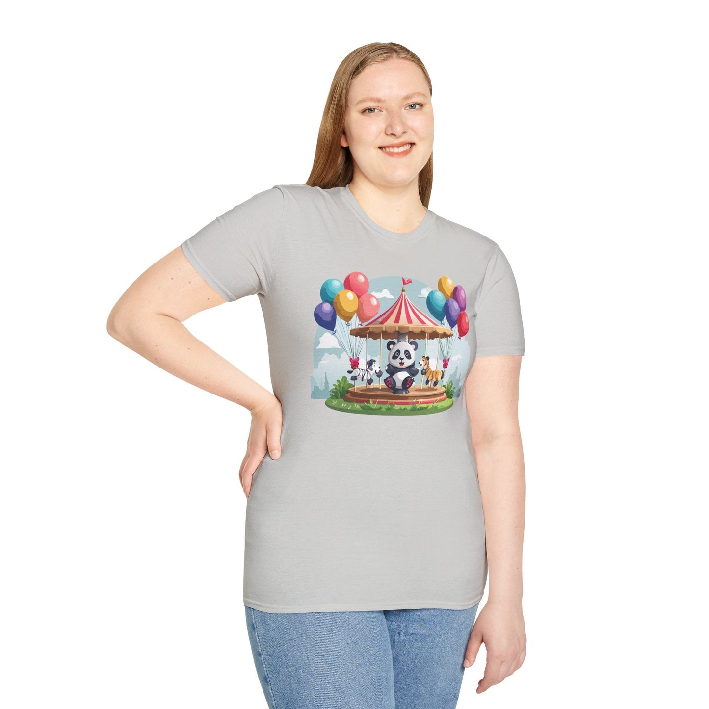 Unisex Panda Shirt Panda Tee Animal Print T Shirt Softstyle 64000 Gildan 100 Percent Ring Spun Cotton