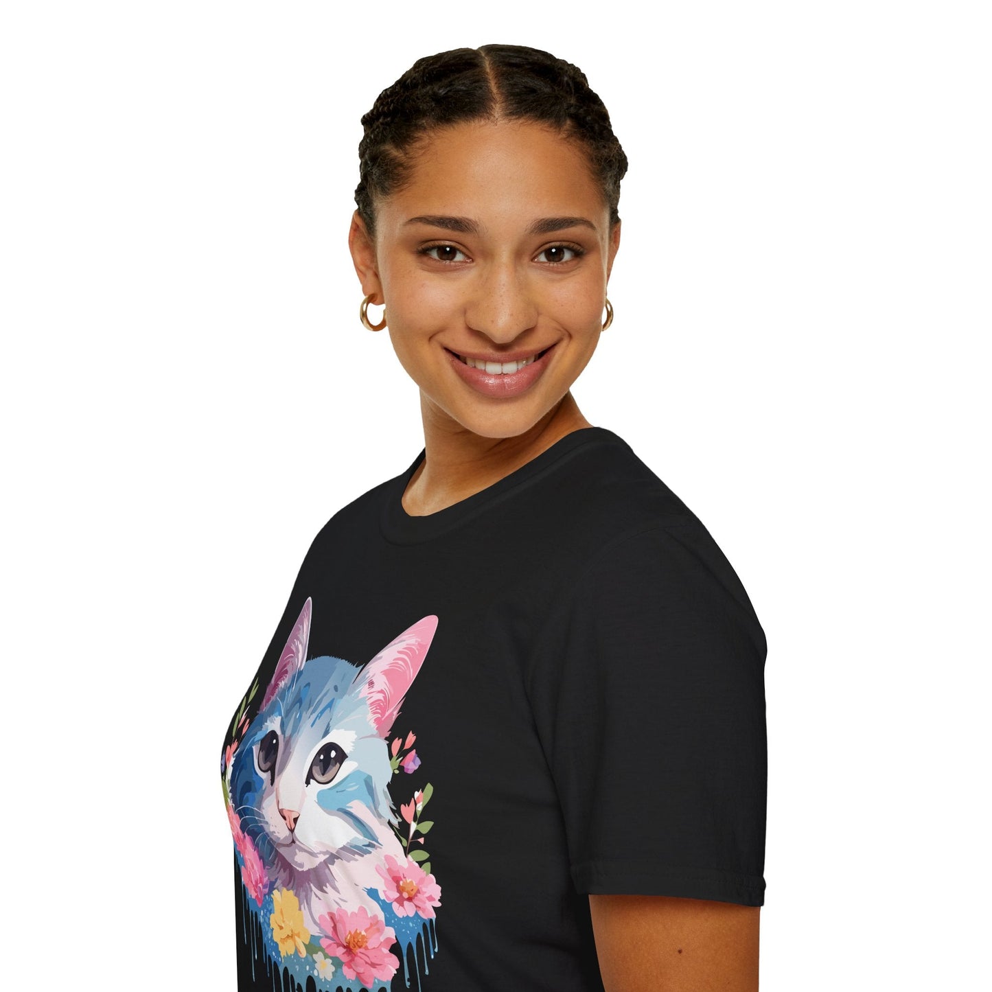Cat Shirt Unisex Cat Tee Kitten Print Gildan Softstyle 64000