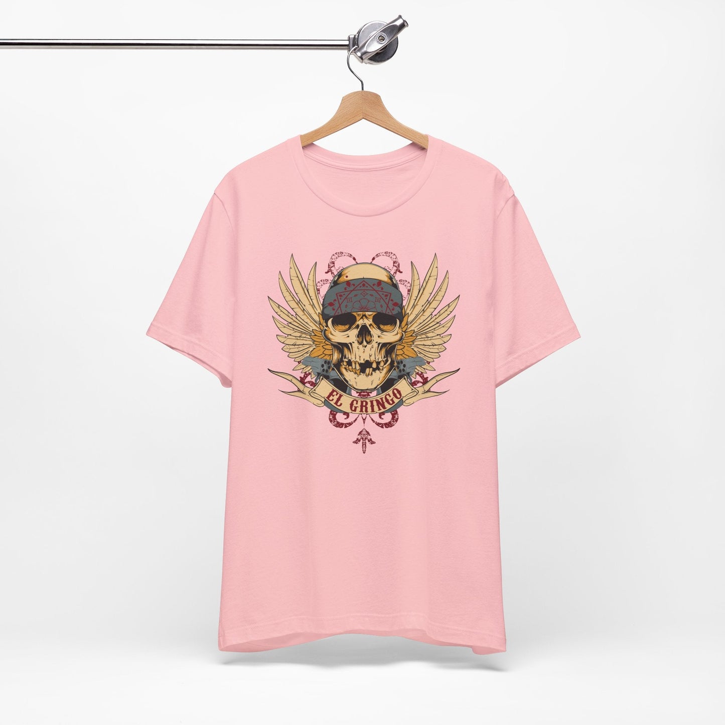 El Gringo Skull with Wings T-Shirt Vintage Tattoo Style Art-53