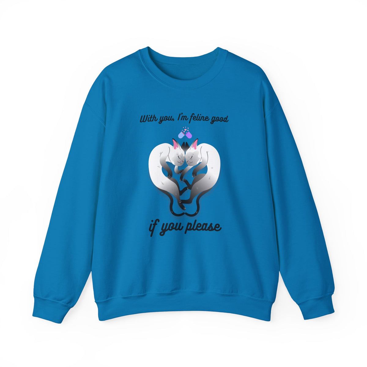 Cat Graphic Valentine's Day Sweatshirt Unisex 50/50 Cotton-Poly Animal Sweatshirt w19
