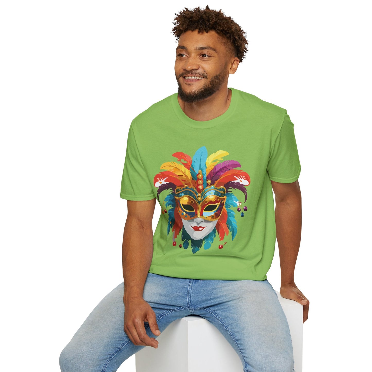 Mask Tee Shirt Unisex Masquerade Art Design Gildan Softstyle 64000 Short Sleeve Tee