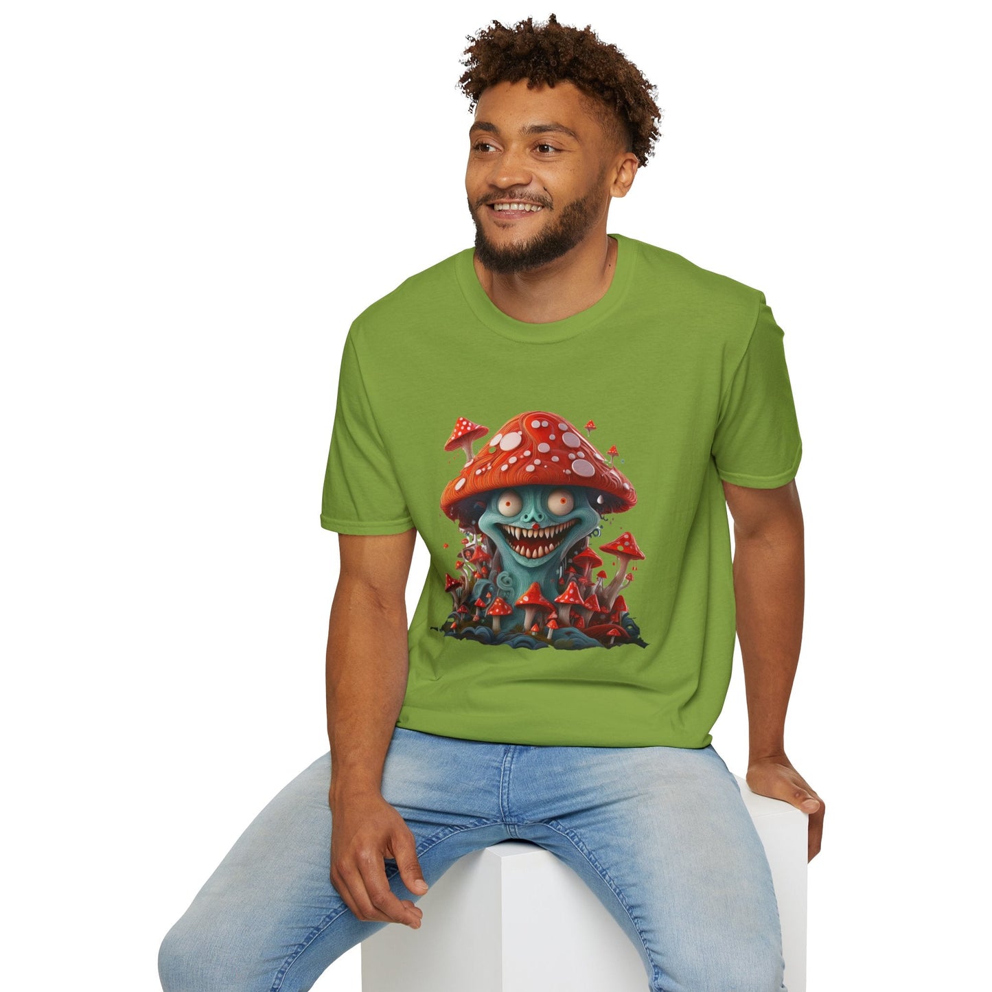 Funny Mashroom Graphic Unisex Softstyle Cotton With Cartoon Illustration Design 2