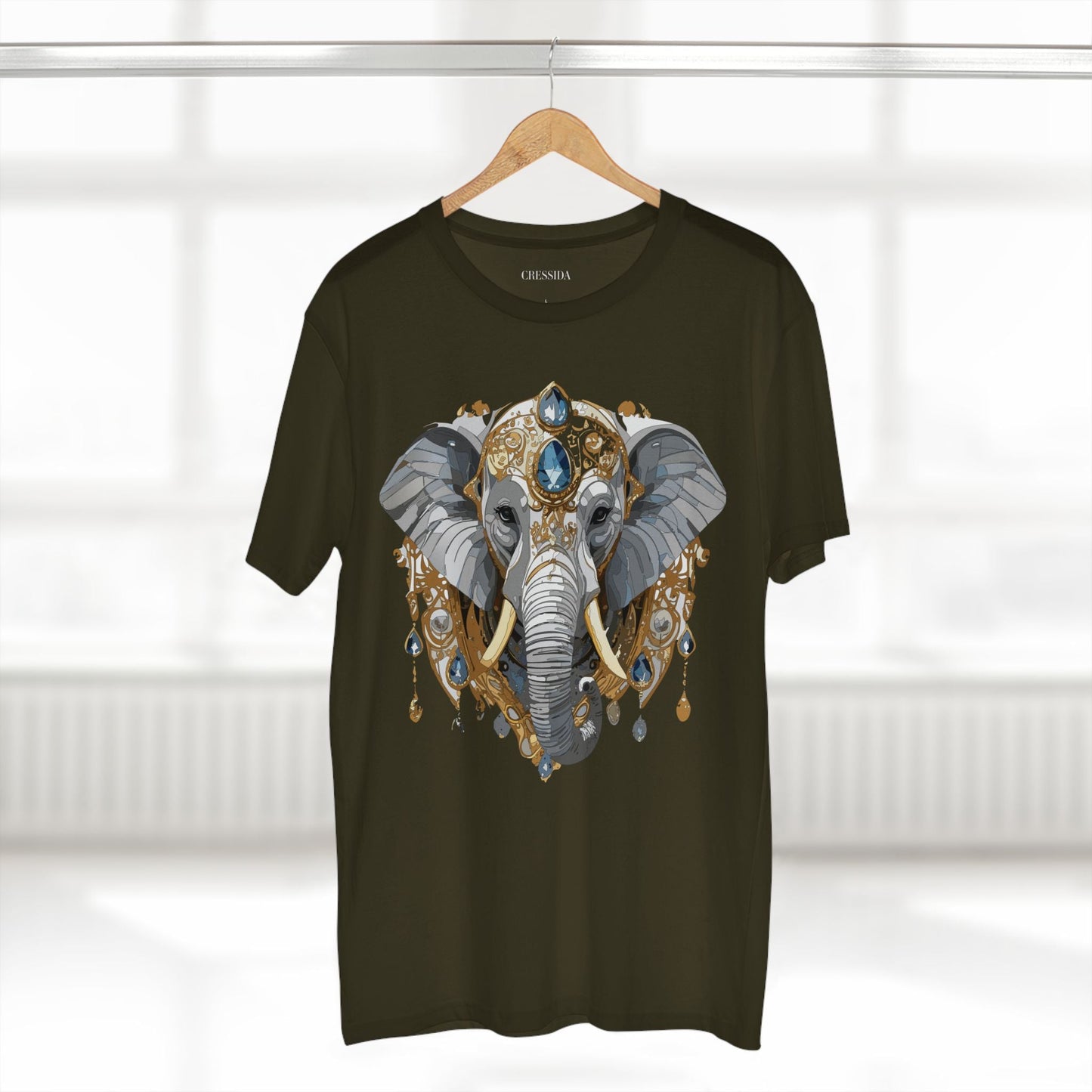 Elephant Graphic Unisex 100 Cotton Tee With Unique Animal Golden Medallion Art Design 37