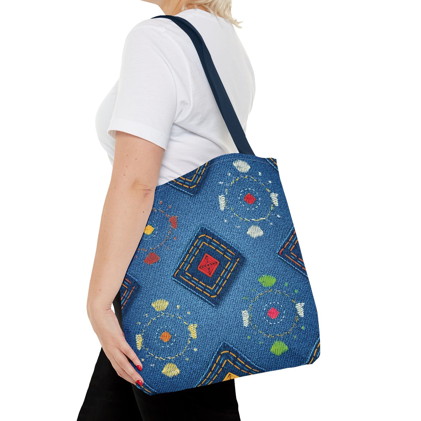 Diwali Graphic Denim Fabric Imitation Print Unisex Canvas Bag Poly Spun 3 Sizes Tote Bag 205-24