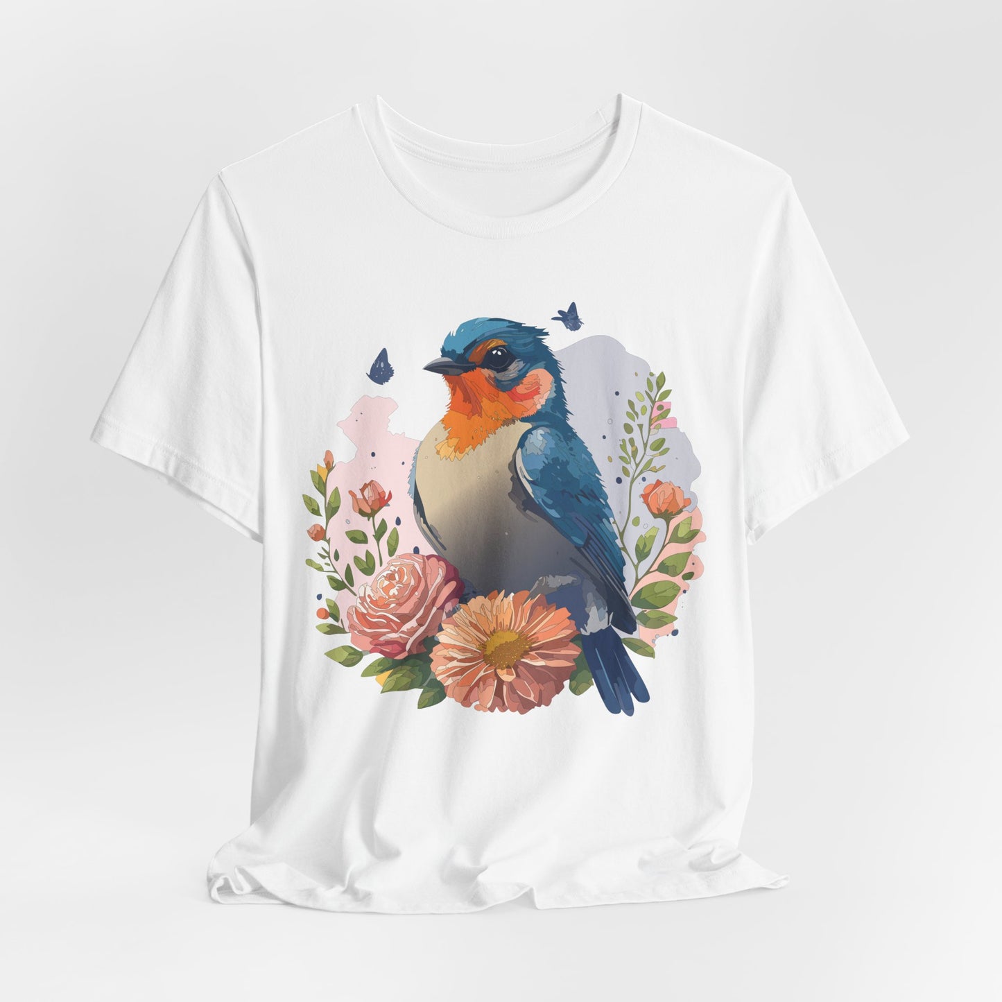Floral Bird Tee, Animal Shirt, Bird Shirt, Floral Tee, Flower T-shirt, T-Shirt with Animal