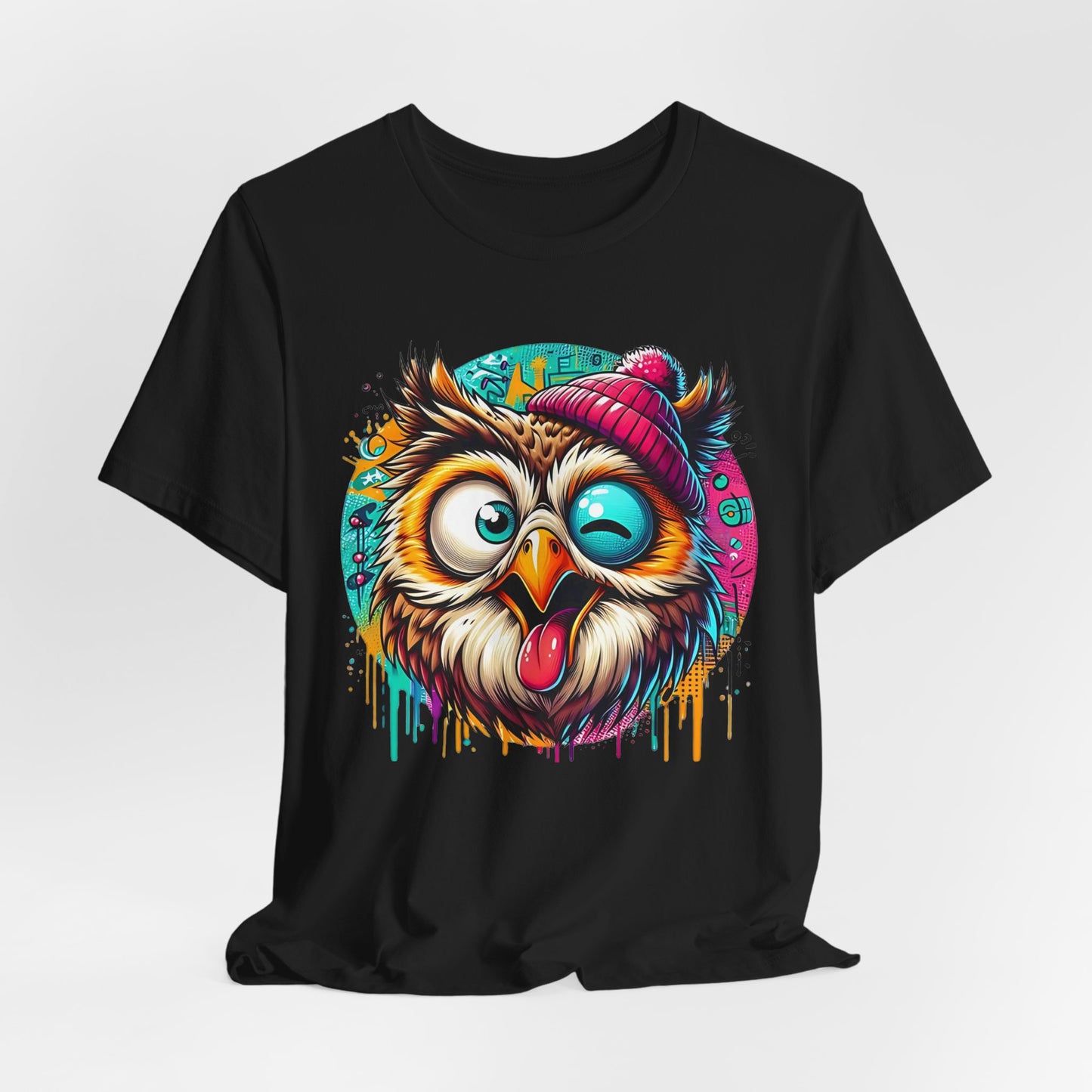 Colorful Owl Graphic Tee, Fun Owl Shirt, Funny Bird Shirt, Cute Cartoon Tees, Animal T-Shirt, Animal Tees, Art Design T-Shirt