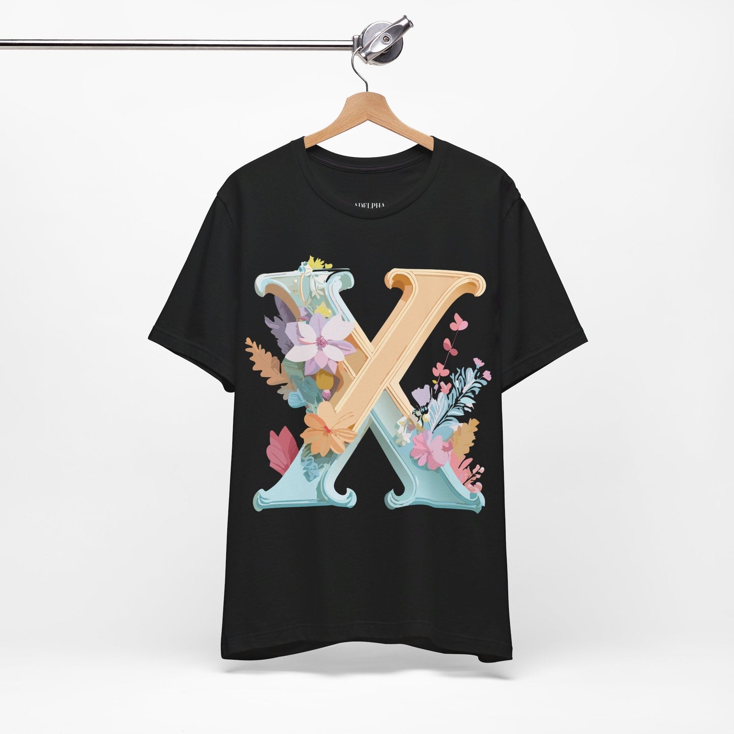 Letter X Shirt Graphic Tee Unisex Vintage Inspired Artwork By Adelpha Premium Comfort