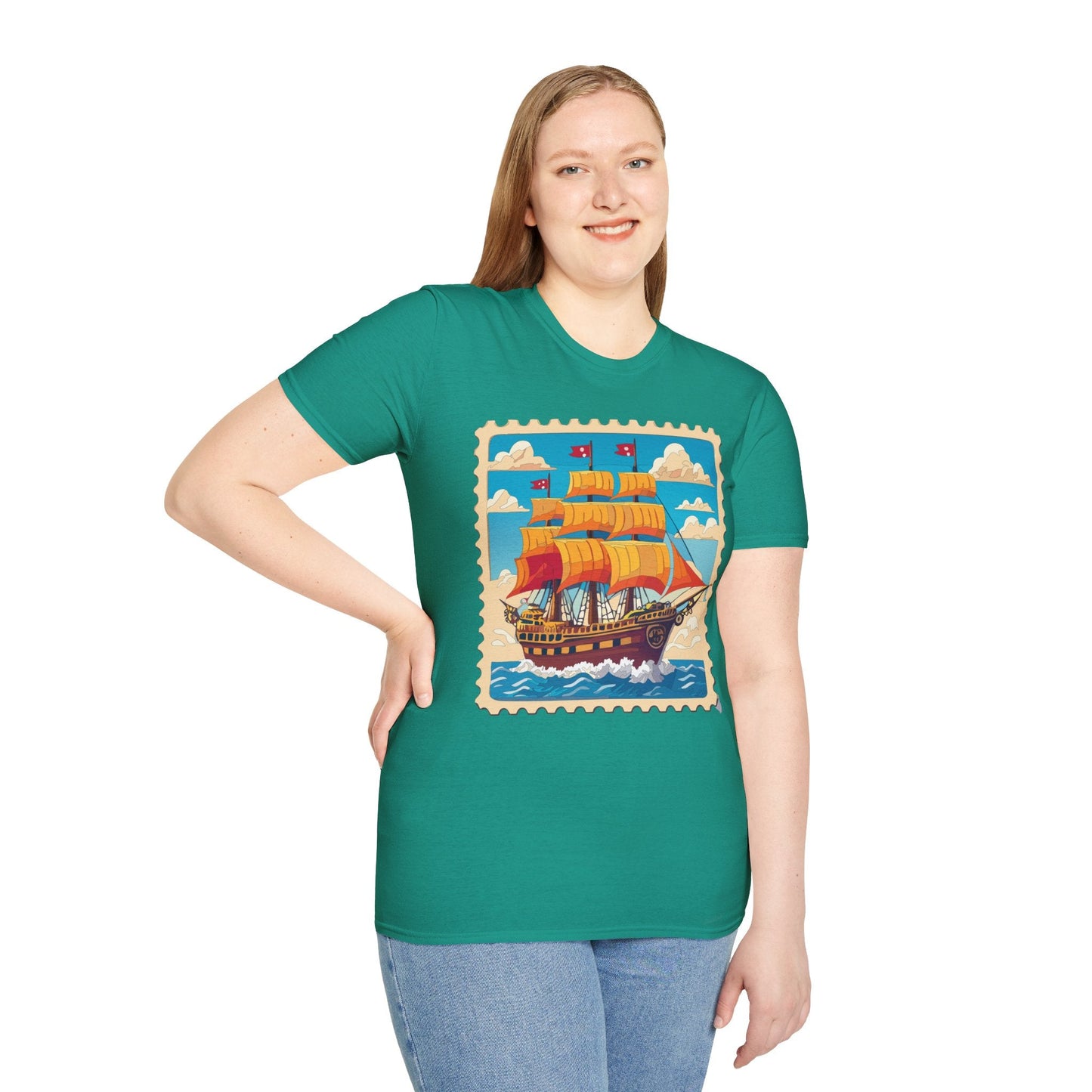 Unisex Softstyle Frigate Ship T Shirt 100 Percent Ring Spun Cotton Gildan 64000 Tee
