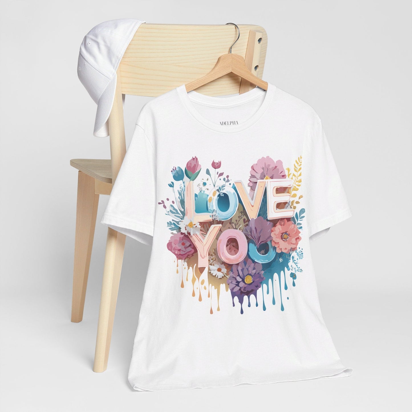 Valentine Day Graphic Unisex 100 Cotton Vintage Artwork with Love and Flower Design Tee 37
