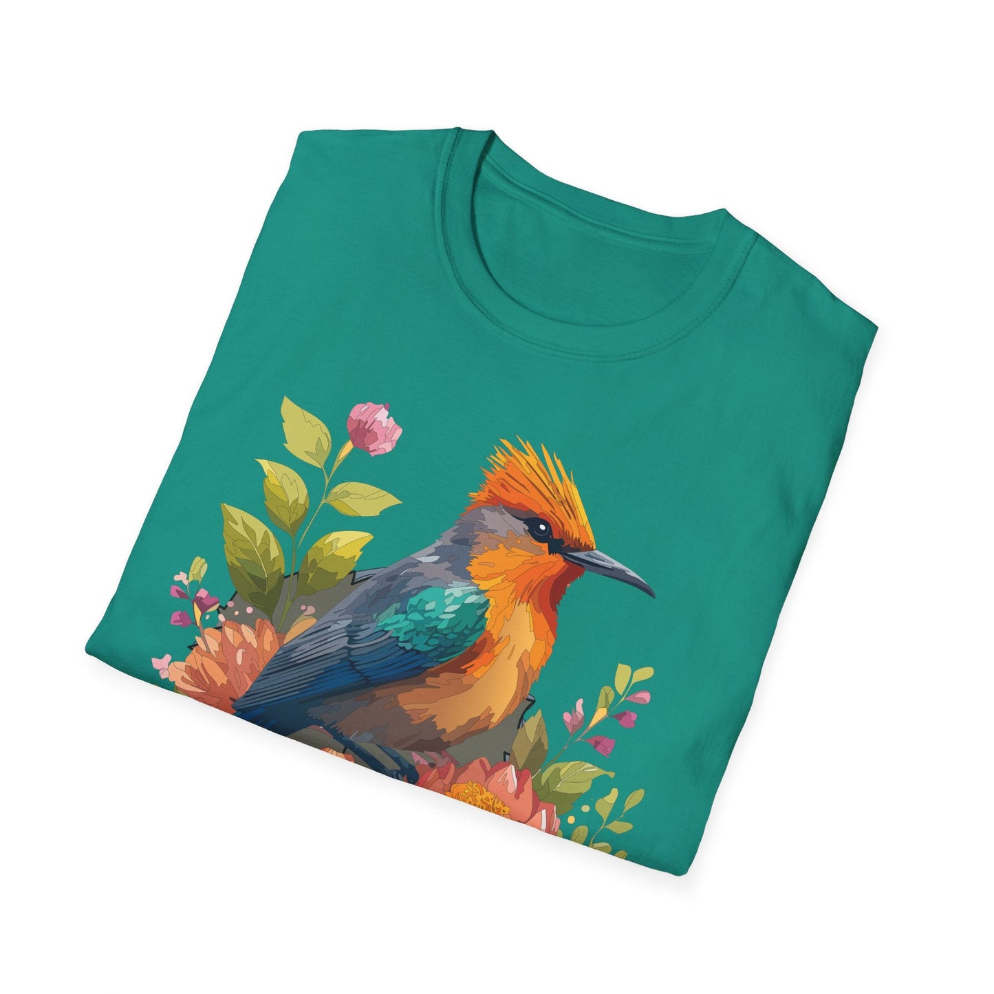 Floral Bird T Shirt For Unisex Wear Gildan Softstyle 64000 100 Percent Cotton Tee