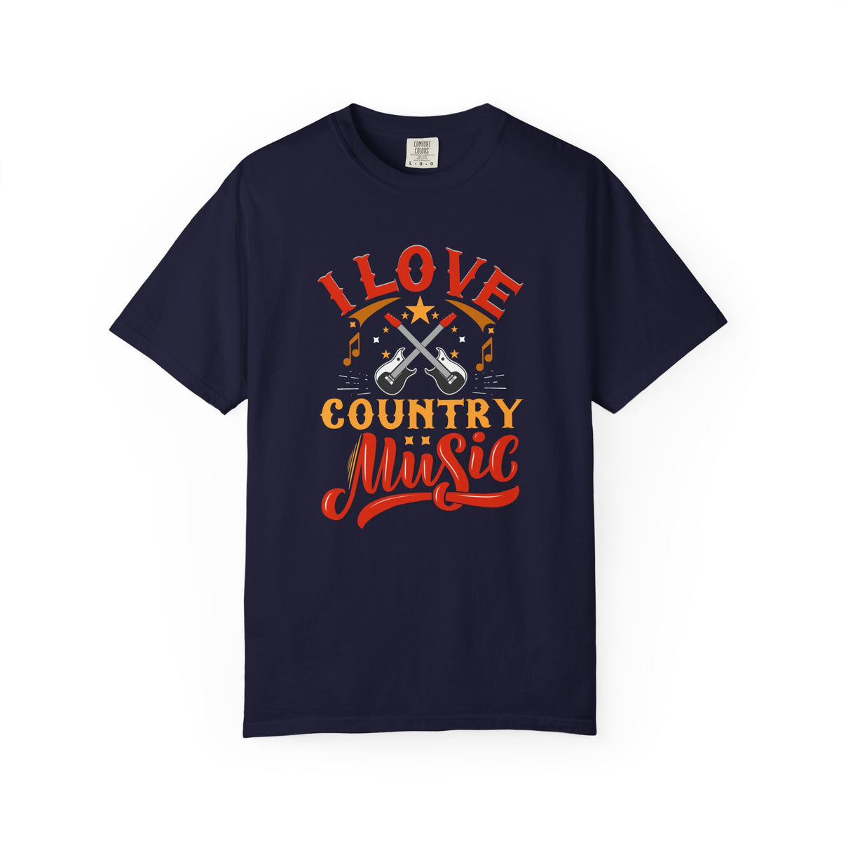 I Love Country Music T-shirt Country Guitar Typography Unisex Cotton Tee 050