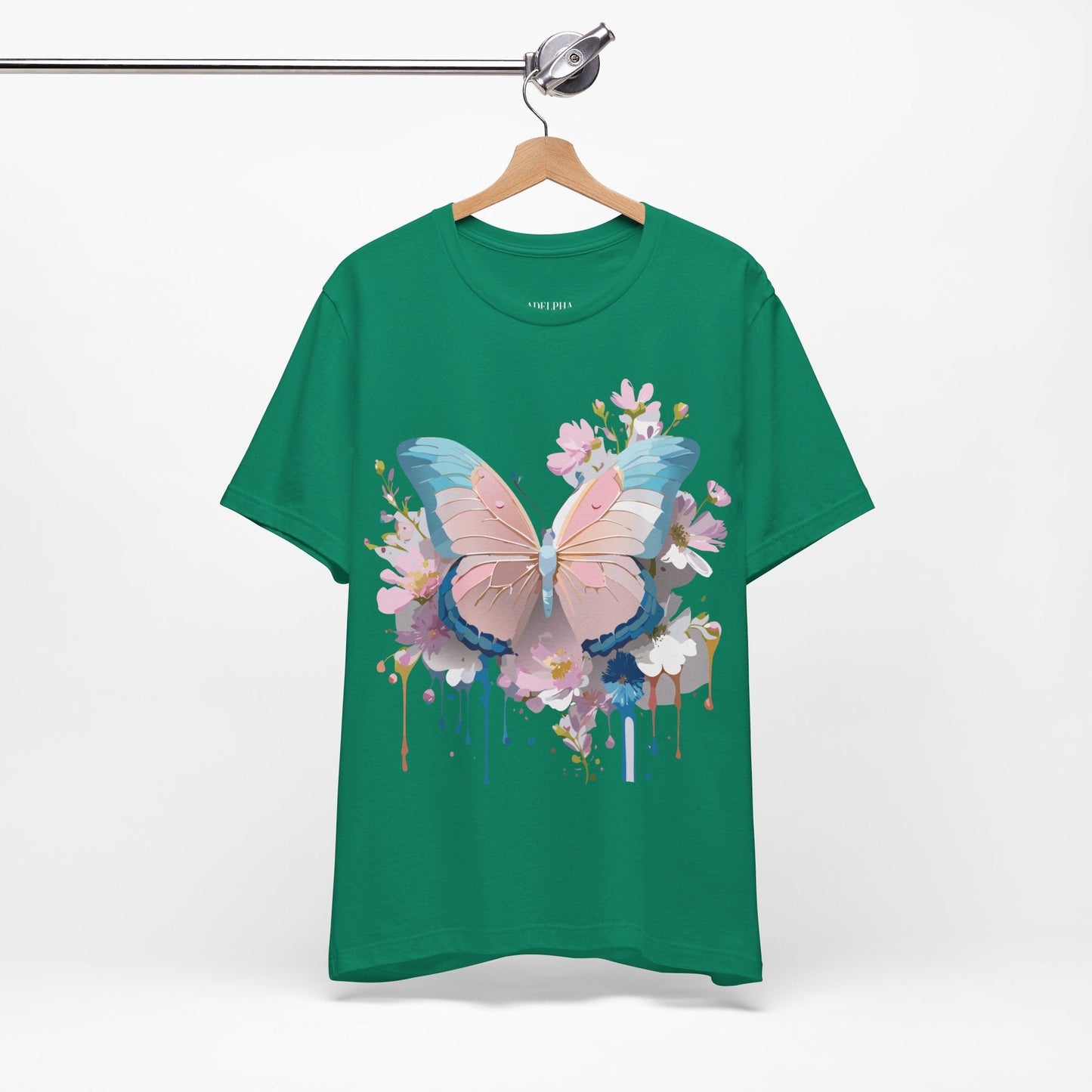 Butterfly Graphic Unisex 100 Cotton Lightweight Vintage Floral Design Jersey Tee 25
