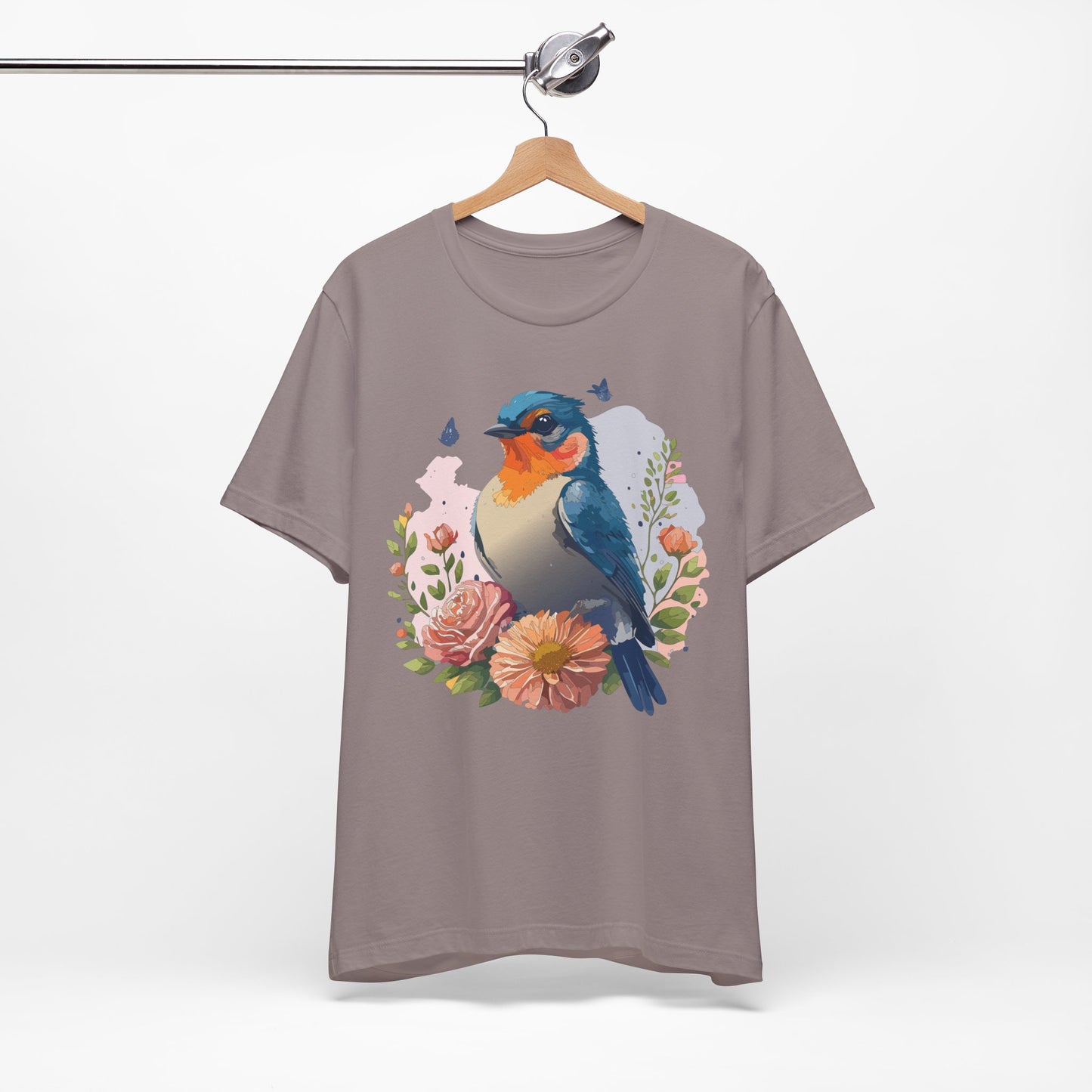Floral Bird Tee, Animal Shirt, Bird Shirt, Floral Tee, Flower T-shirt, T-Shirt with Animal