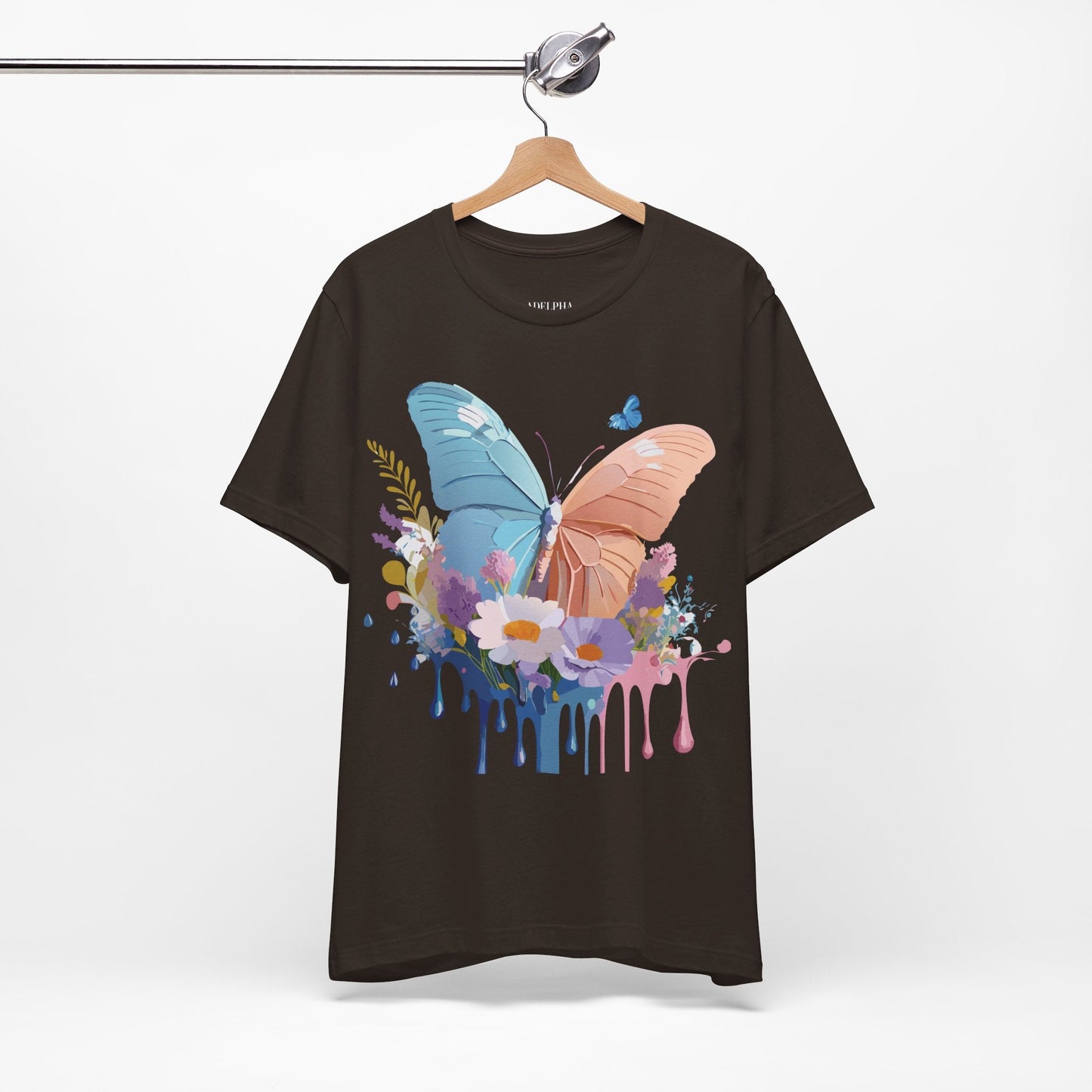 Butterfly Graphic Unisex 100 Cotton Lightweight Vintage Floral Design Jersey Tee 3