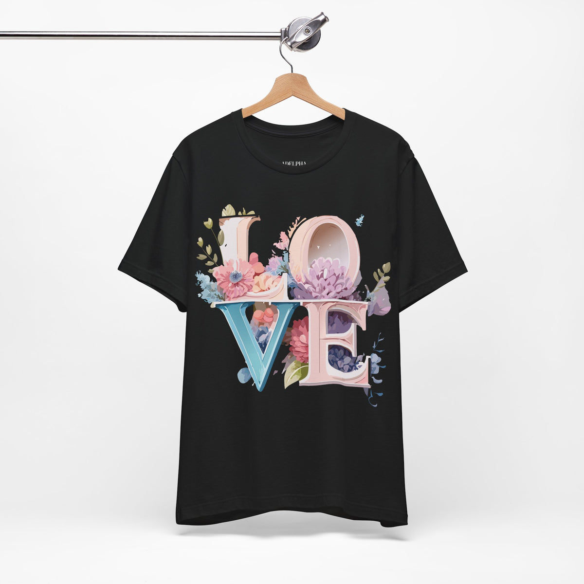 Valentine's Day Graphic Unisex Cotton Bella+Canvas Tee with Floral Art Design d122