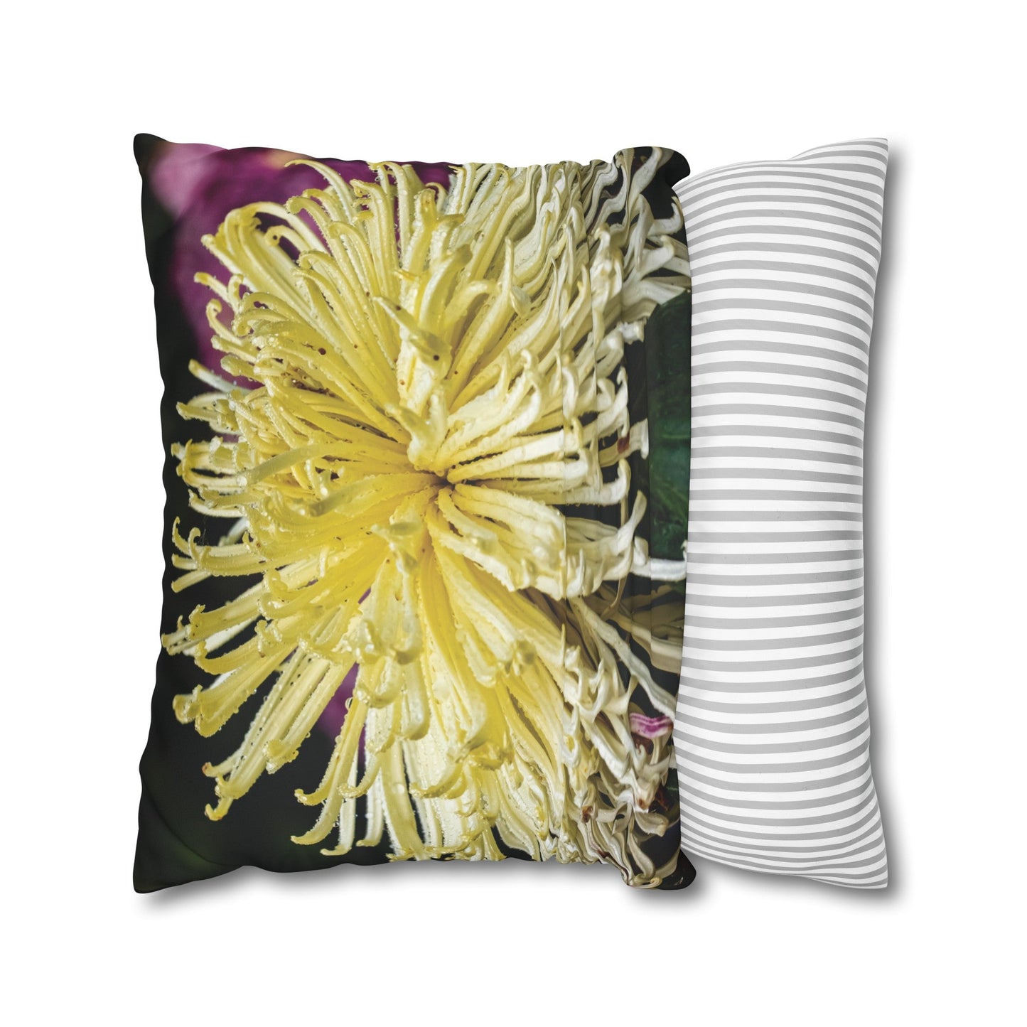 Floral Faux Suede Square Pillowcase